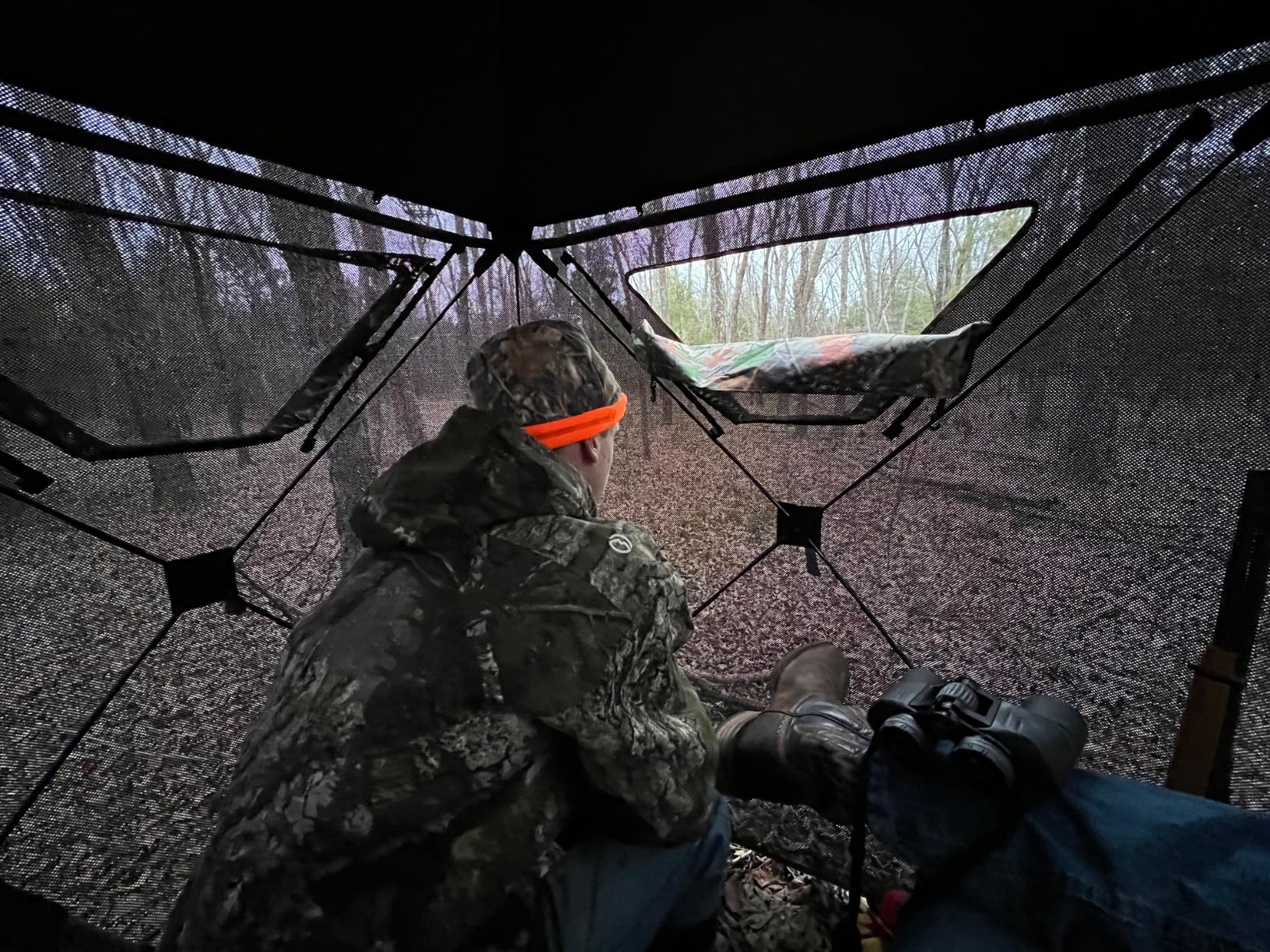 Lenotos Hunting Blind, 2 Person Pop Up Blinds 360 Degree See Through, Portable Durable Hunting Ground Blinds for Deer & Turkey Hunting customer photo 2