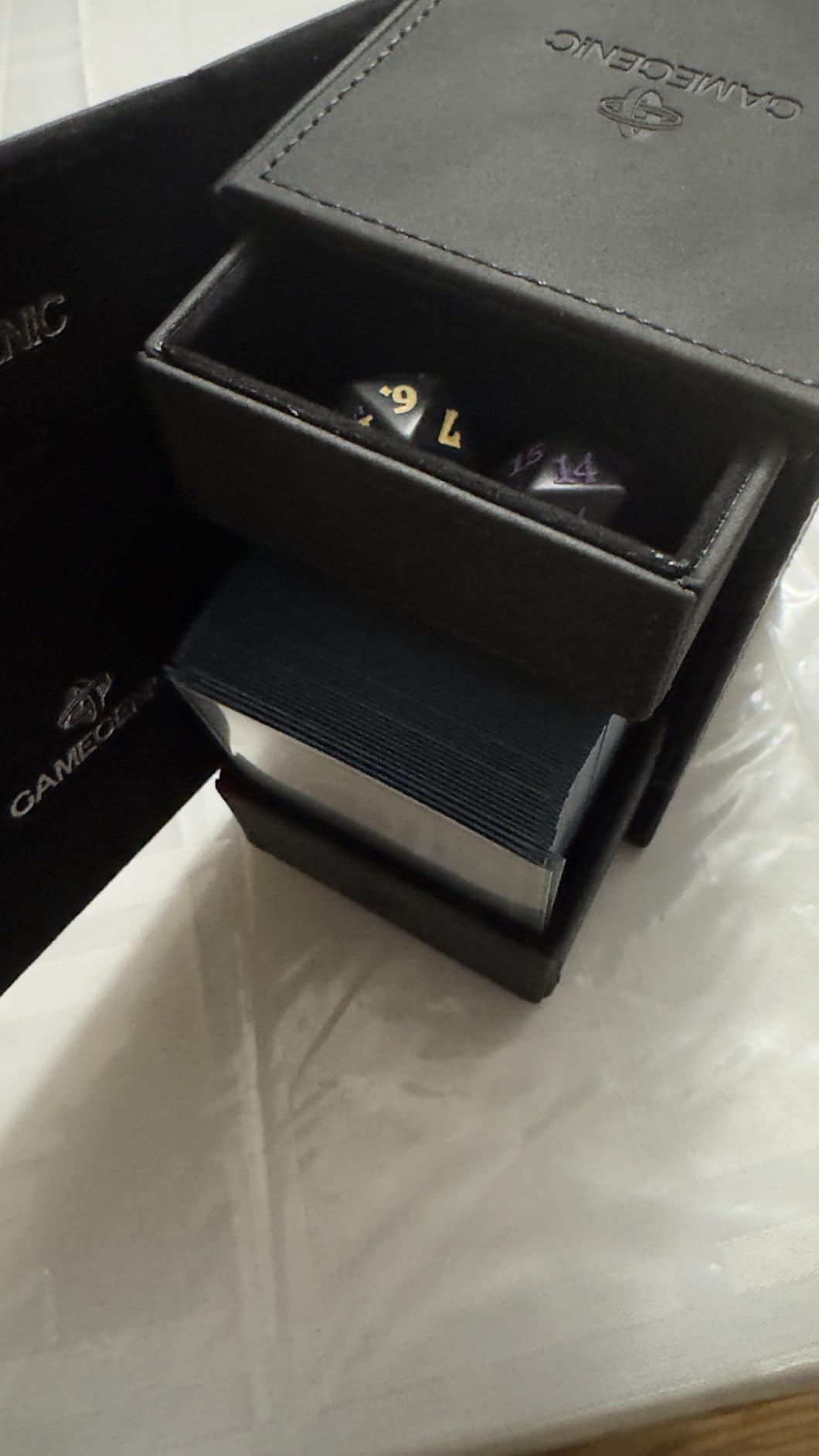 Watchtower 100+ XL Convertible Deck Box - Double-Sleeved Card Storage - Card Game Protector - Nexofyber Surface - Holds Up to 100 Cards - Black Color - Made by Gamegenic customer photo 2