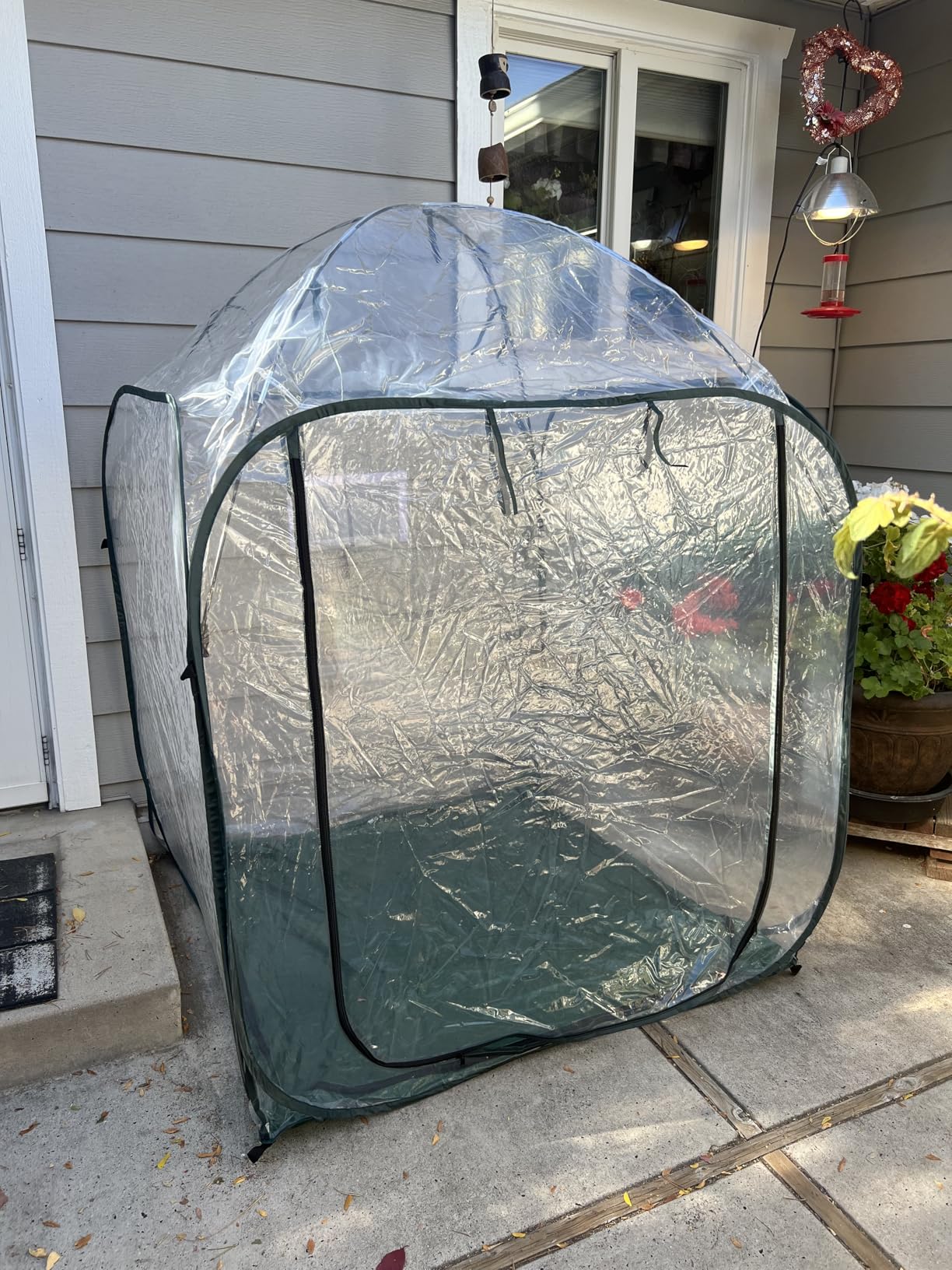 VIVOSUN 39x39x63-Inch Portable Walk-in Greenhouse, with PVC Cover & Detachable Base, Instant Pop-up and Folding, Mini Greenhouse with Roll-Up Door & Mesh Window for Indoor Outdoor, Wind Ropes Included customer photo 2