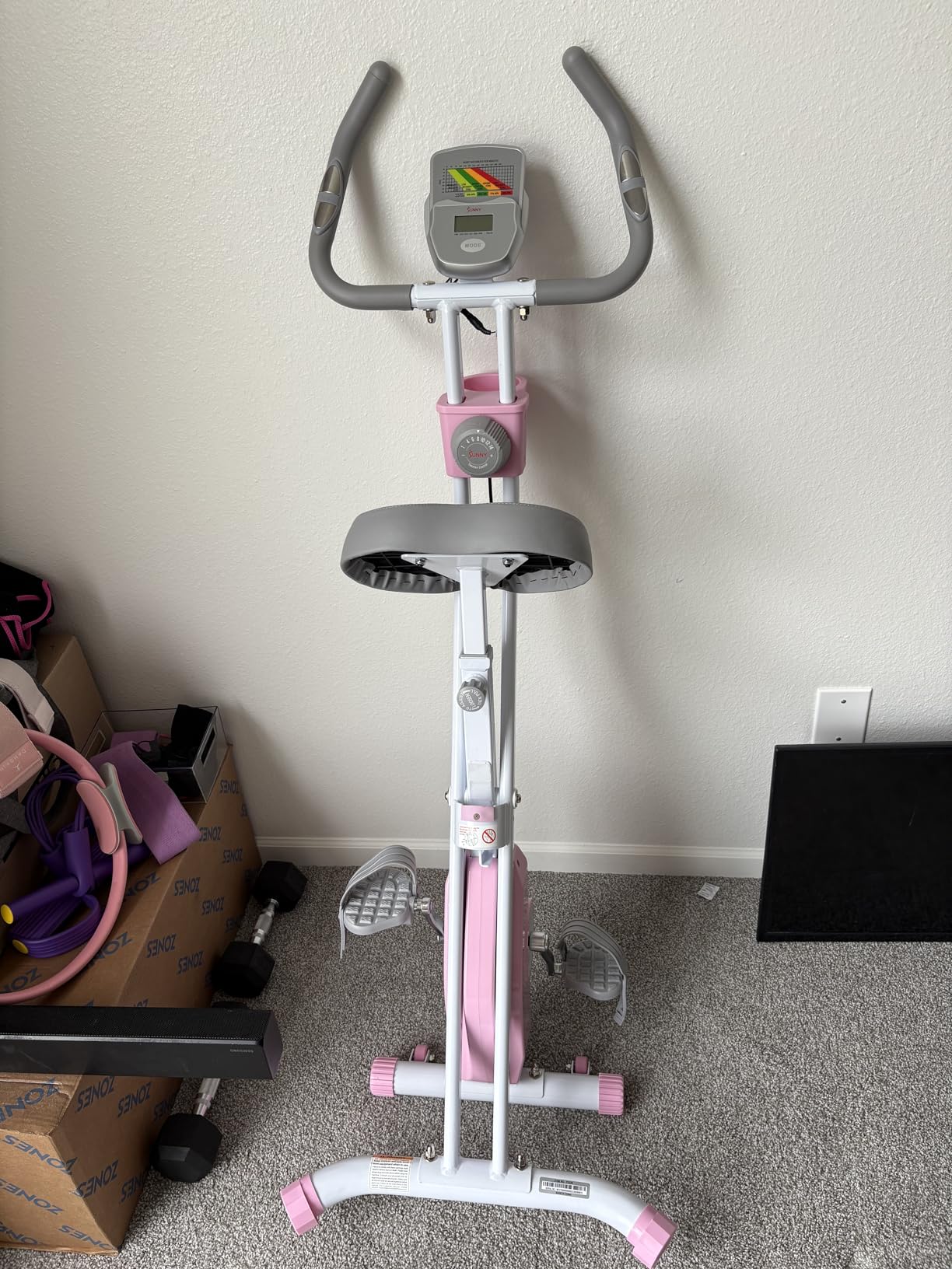 Sunny Health & Fitness Smart Folding X-Bike, Portable Compact Exercise Bike for Indoor Cycling Workout, Home Cardio Training Machine, Free SunnyFit App Bluetooth Connect customer photo 2