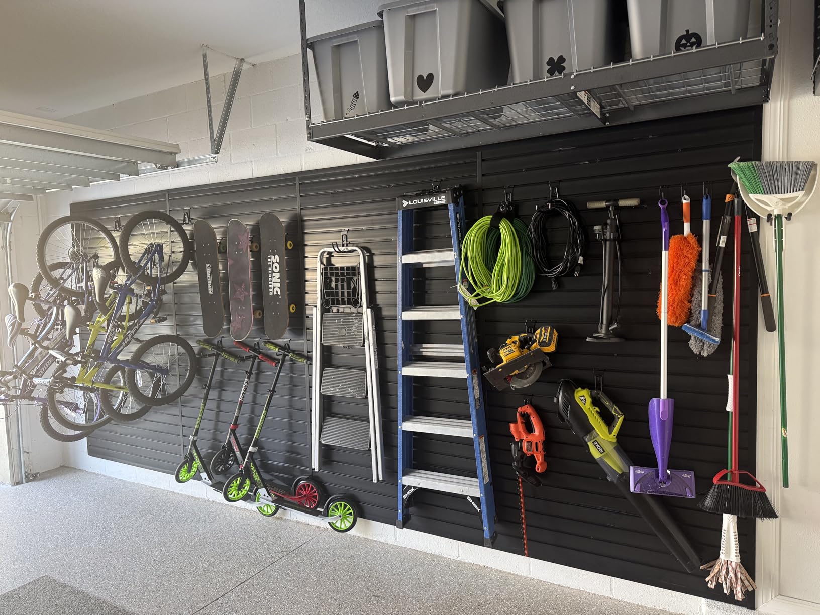 Slat Wall Paneling Garage Wall Organizer, Grey Slatwall Panels 4x8 ft Garage Slat Wall Storage Systems Garage Tool Organizer Wall Mount, Slat Board PVC Wall Panels Garage Storage Organization Product customer photo 2