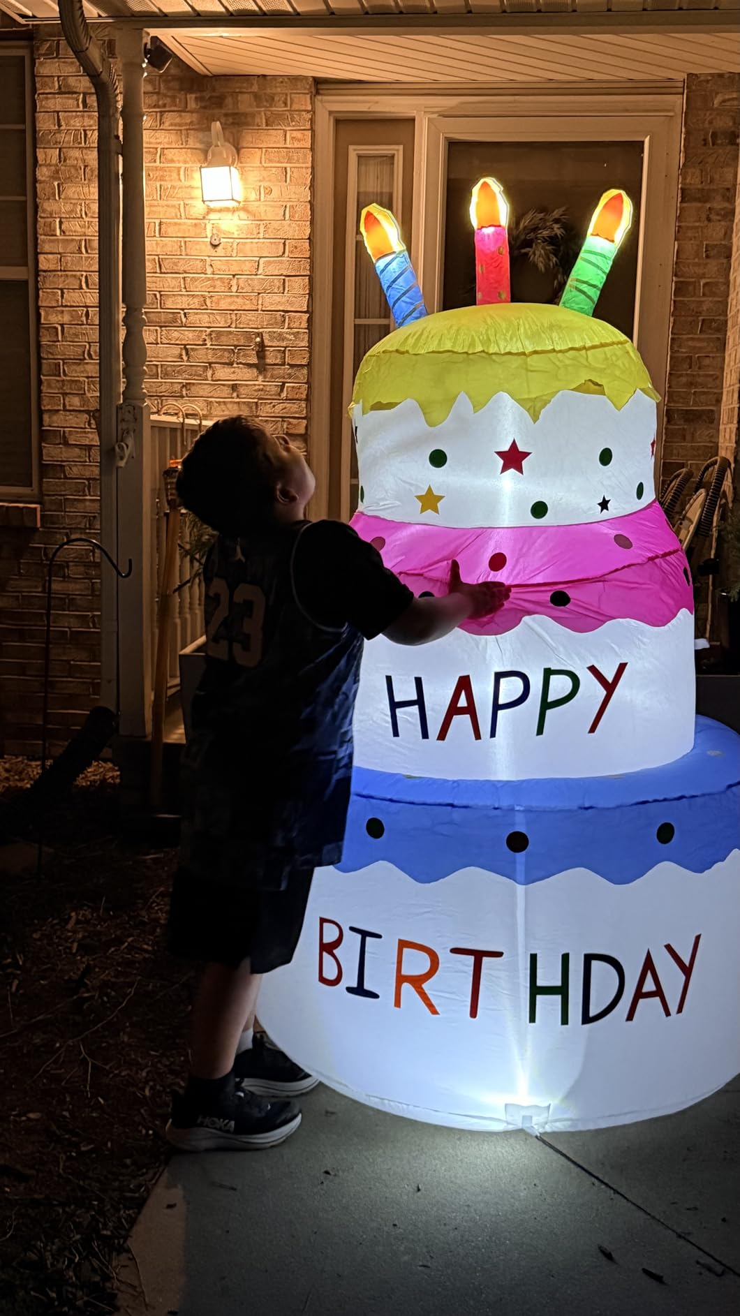 6 Ft Inflatable Happy Birthday Cake Decorations Outdoor Lighted Blow Up Holiday Birthday Party Decor with Candles 6 LED Lights for Indoor Home Celebration Garden Lawn Yard Prop Sign customer photo 2