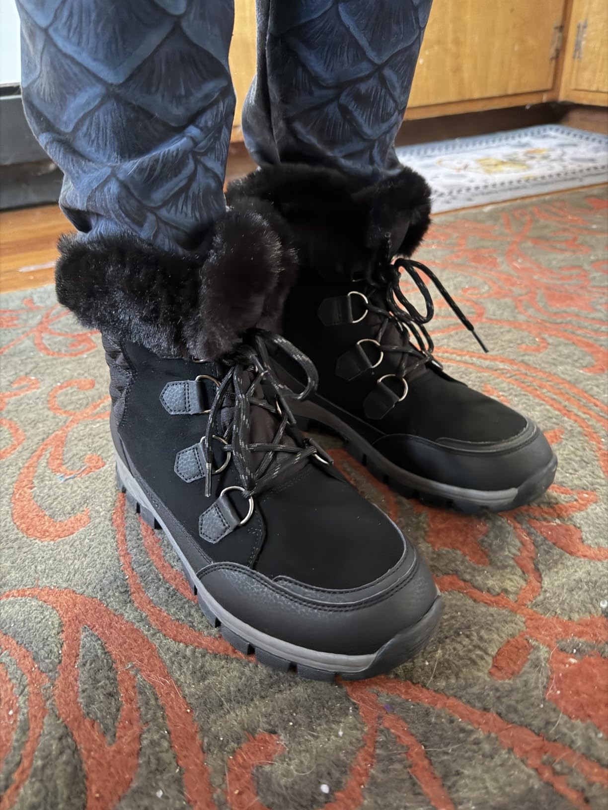DREAM PAIRS Waterproof Snow Boots for Women, Faux Fur Cozy Warm Insulated Winter Boots Lace Up Mid-Calf Outdoor Shoes for Walking Hiking Hespera customer photo 2