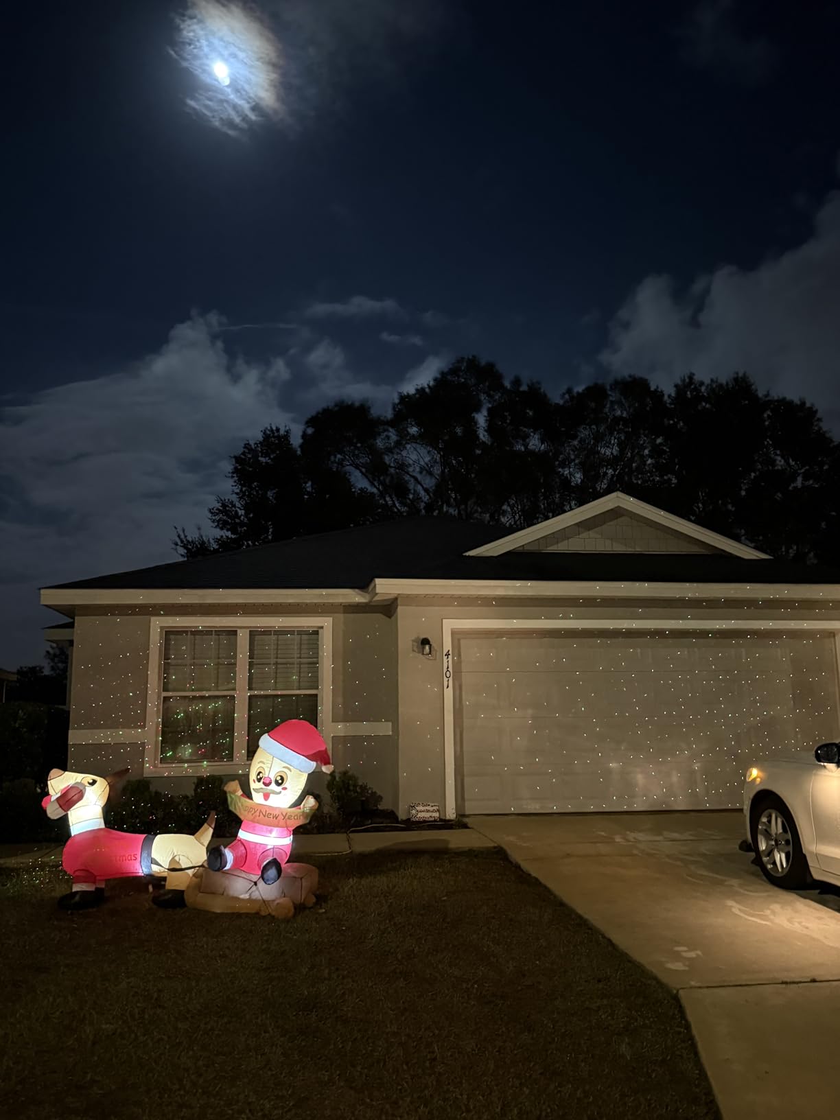 SUNFUCAN Laser Christmas Projector Lights Outdoor, Outdoor Garden Laser Light, Landscape Lights with Red and Green Stars, IP65 Waterproof,Cold Resistant. Suitable for Holiday, Party, Garden Decorat customer photo 1