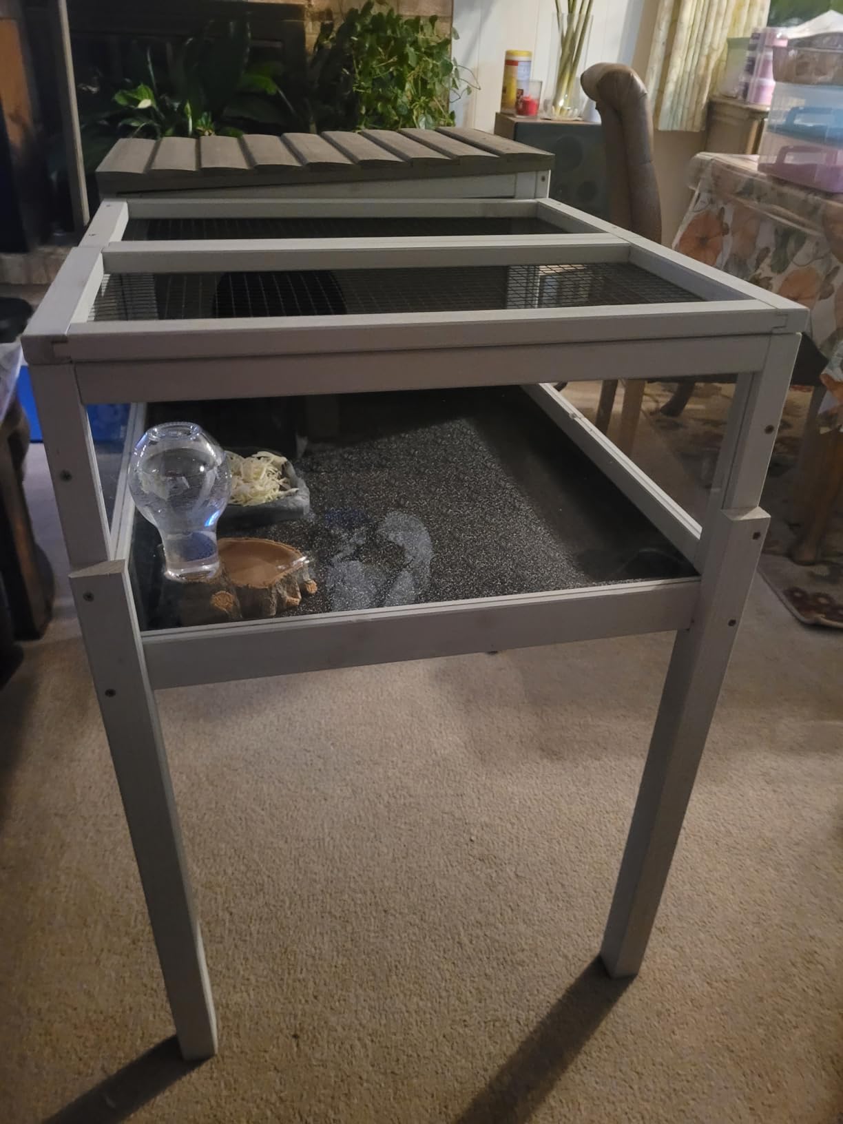 PetsCosset Tortoise Habitat Cage on Wheels with Lamp Stand & Pull-Out Waterproof Tray - Large Wooden Tortoise House, Indoor & Outdoor Reptile Enclosure customer photo 2