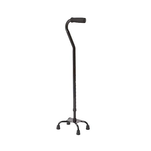 Medline Aluminum Quad Cane with Small Base for Balance, Height Adjustable 29