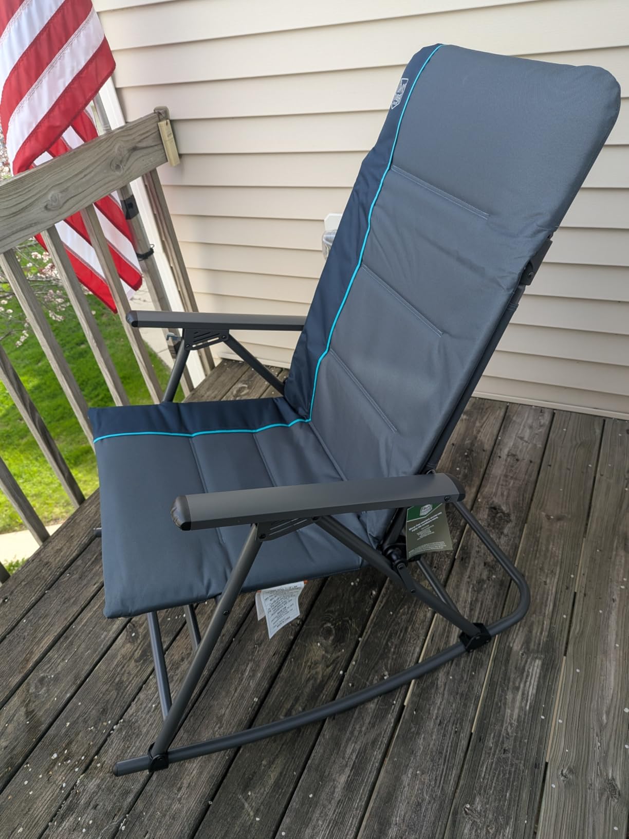 Timber Ridge Oversized Folding Rocking Camping Chair, Padded Outdoor Rocker with High Back, Portable Outdoor Chair for Patio, Garden, Lawn, Supports up to 400 lbs, Blue customer photo 1