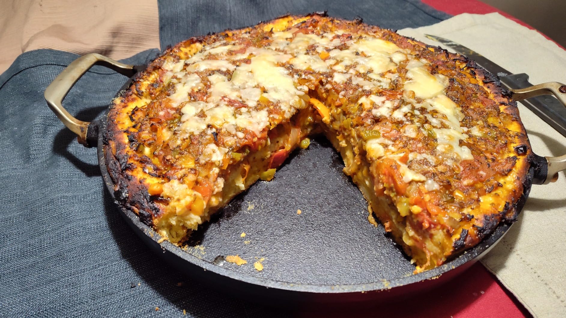 Outset Grill Paella and Deep Dish Pizza Pan, Cast Iron BBQ Pan with Handles, 18.15