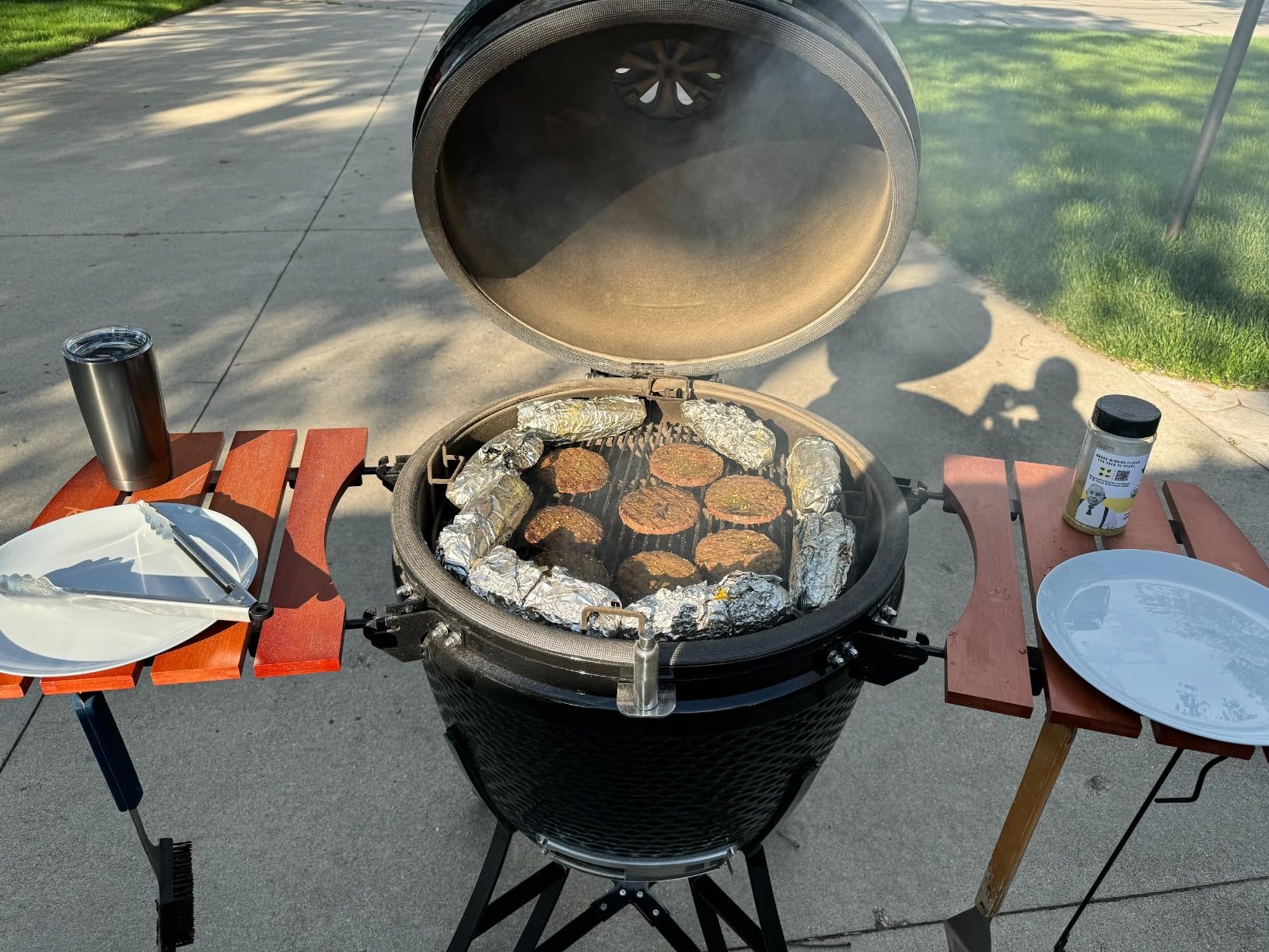 Kalamera 24 in. Ultimate Outdoor Ceramic Grill Kamado with Cart and Side-wings, Black customer photo 2