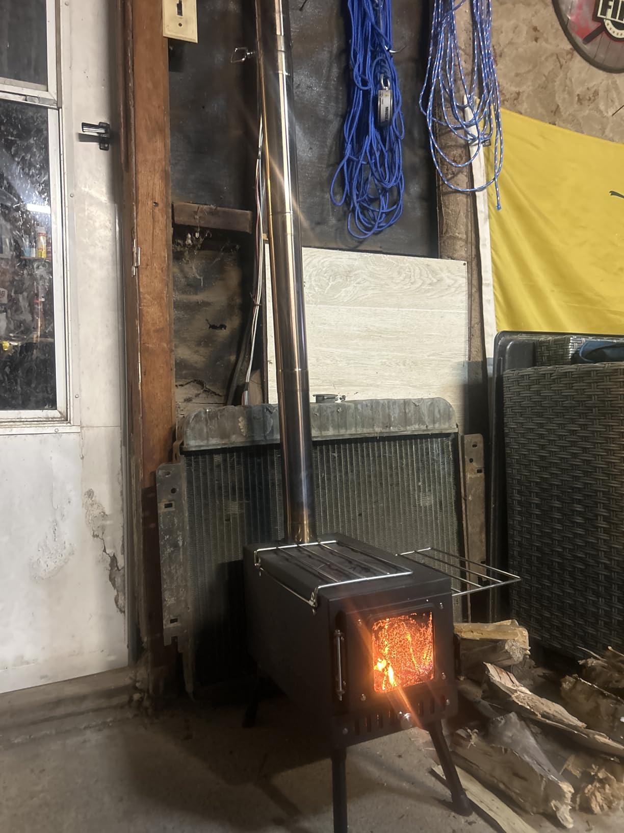 Huskfirm Wood Burning Stove, Tent Stove for Heating, Folding Portable Wood Stove for Tent, Cooking, Courtyard, Camping Stove include Chimney Pipes and Spark Arrestor customer photo 2