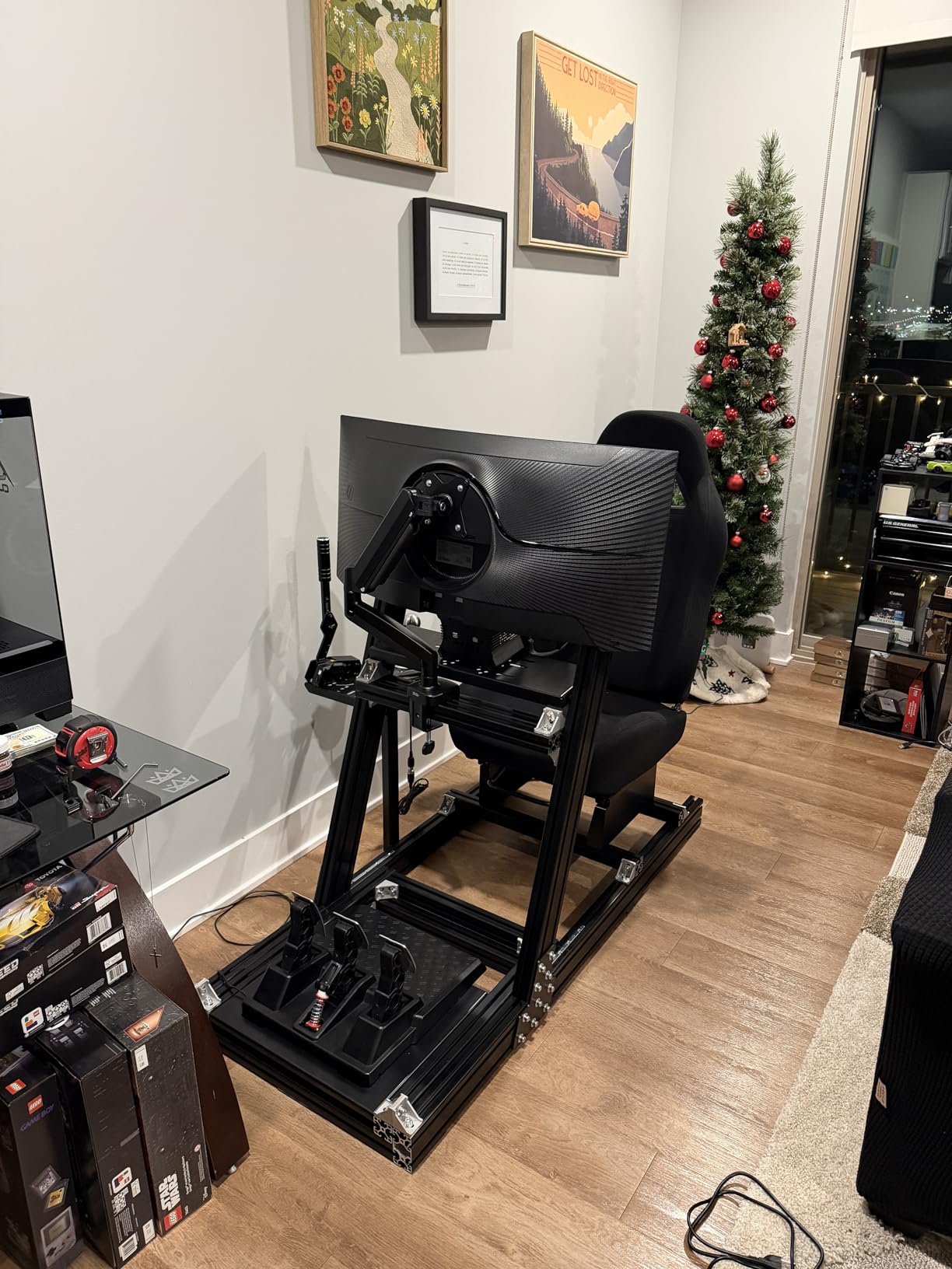 Marada Aluminum Profile Racing Simulator Cockpit with Seat, Unlimited Adjustment, Fit for Thrustmaster, for Fanatec, for Logitech G29 GPro, Sim Frame 8040, Not Include Steering Wheel Pedals Handbrake customer photo 1