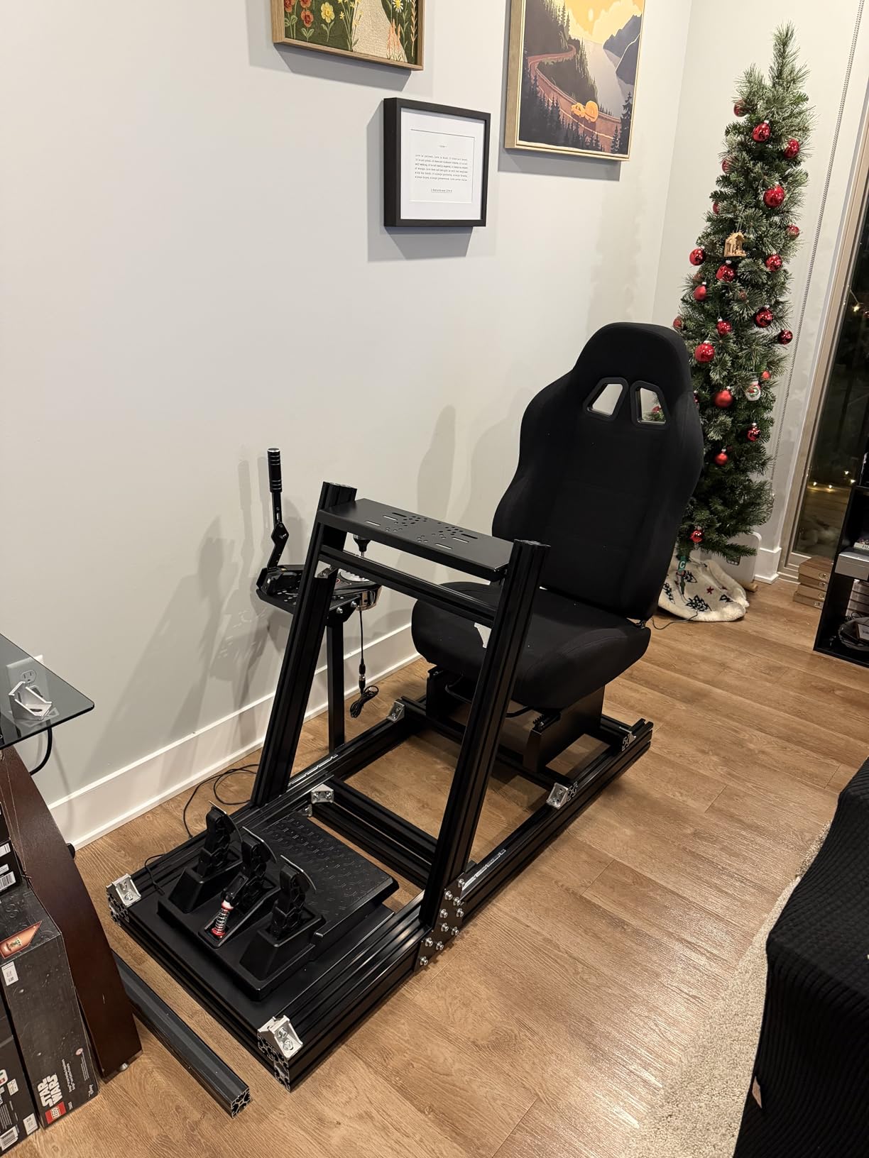 Marada Aluminum Profile Racing Simulator Cockpit with Seat, Unlimited Adjustment, Fit for Thrustmaster, for Fanatec, for Logitech G29 GPro, Sim Frame 8040, Not Include Steering Wheel Pedals Handbrake customer photo 2