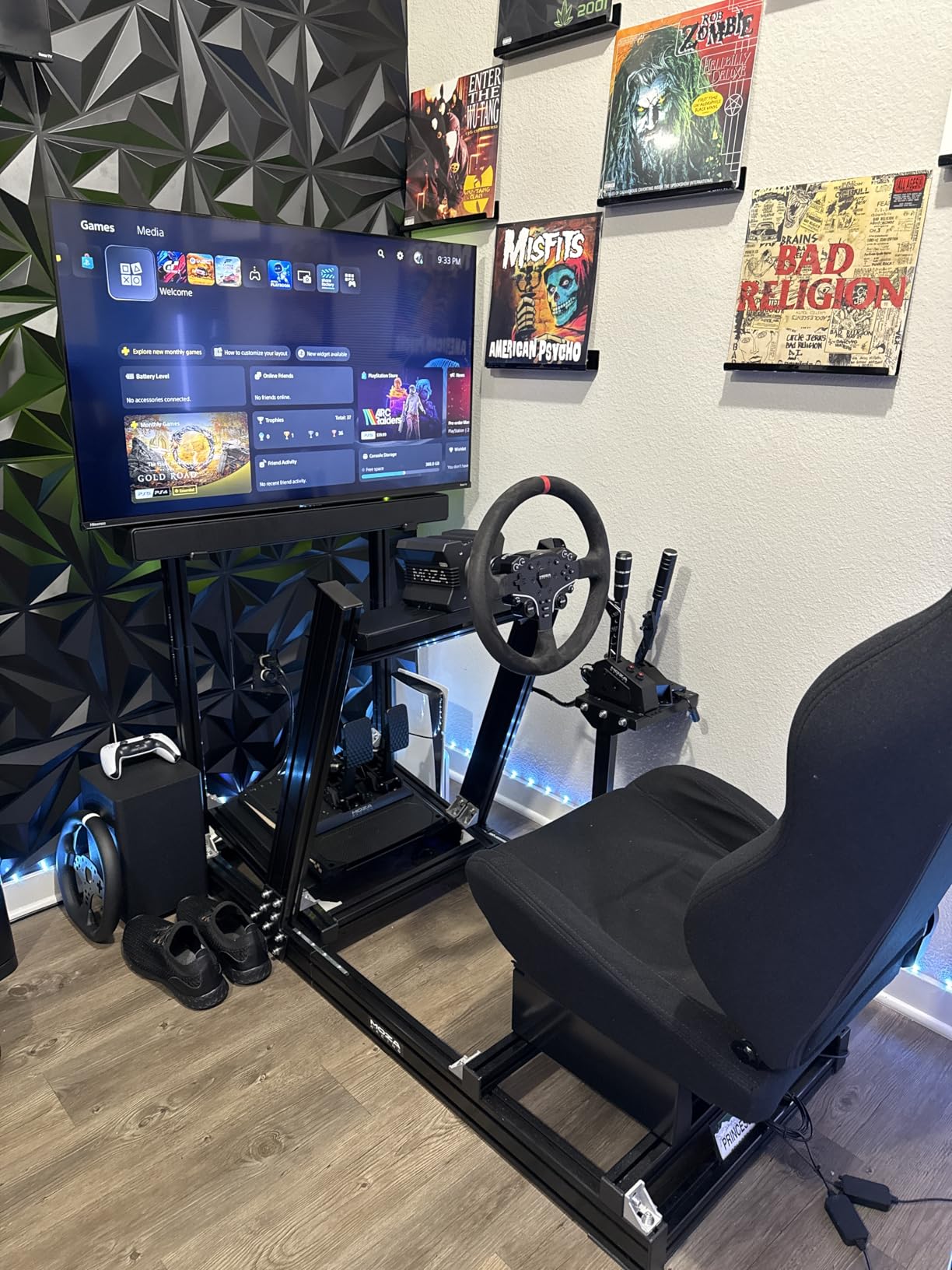 Marada Aluminum Profile Racing Simulator Cockpit With Monitor Stand, Fit For Fanatec, for Thrustmaster T818, for Logitech G923 GPro, Stable Driving Cockpit With Black Seat, Not Included Wheel and Pedal customer photo 1