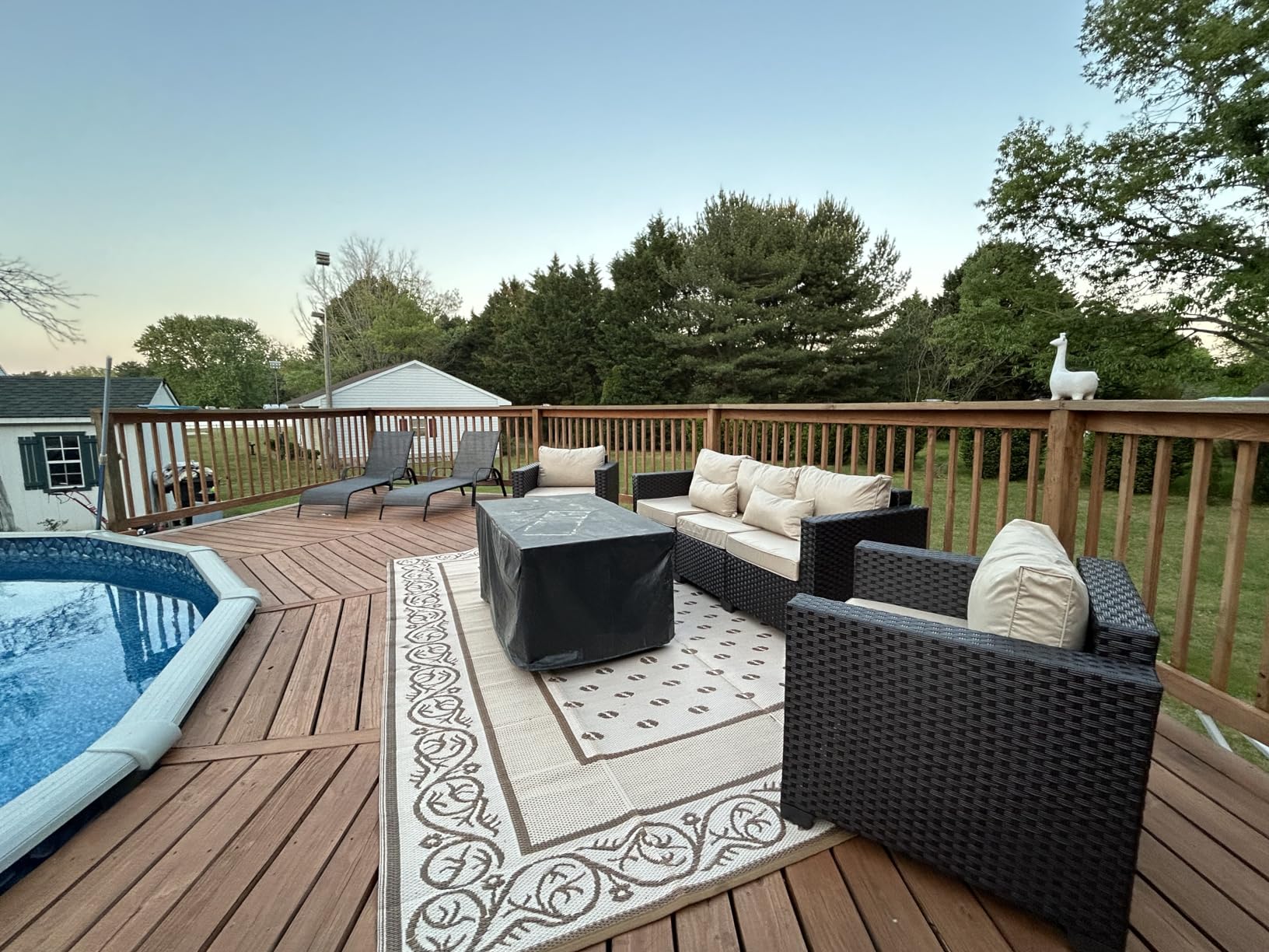Rattan Star 4 Piece Patio Furniture Set 45In Fire Pit Table Outdoor Furniture Sets Patio Couch Outdoor Chairs 50000 BTU Propane Fire Pit with No-Slip Cushions and Waterproof Covers, Navy Blue customer photo 2