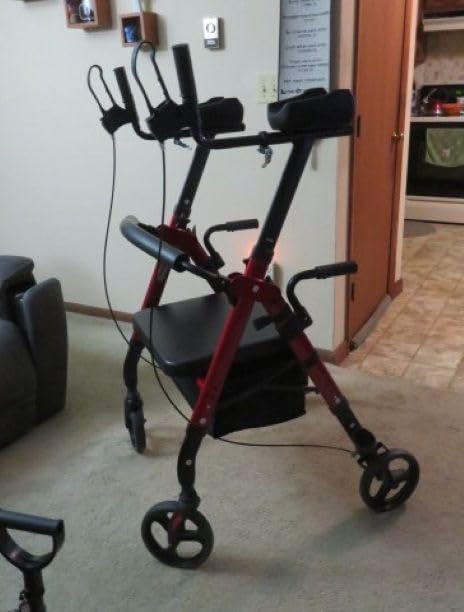 ELENKER Heavy Duty Upright Walker, Bariatric Stand Up Rollator Walker with Extra Wide Padded Seat & Backrest, Supports Up to 500 lbs customer photo 1