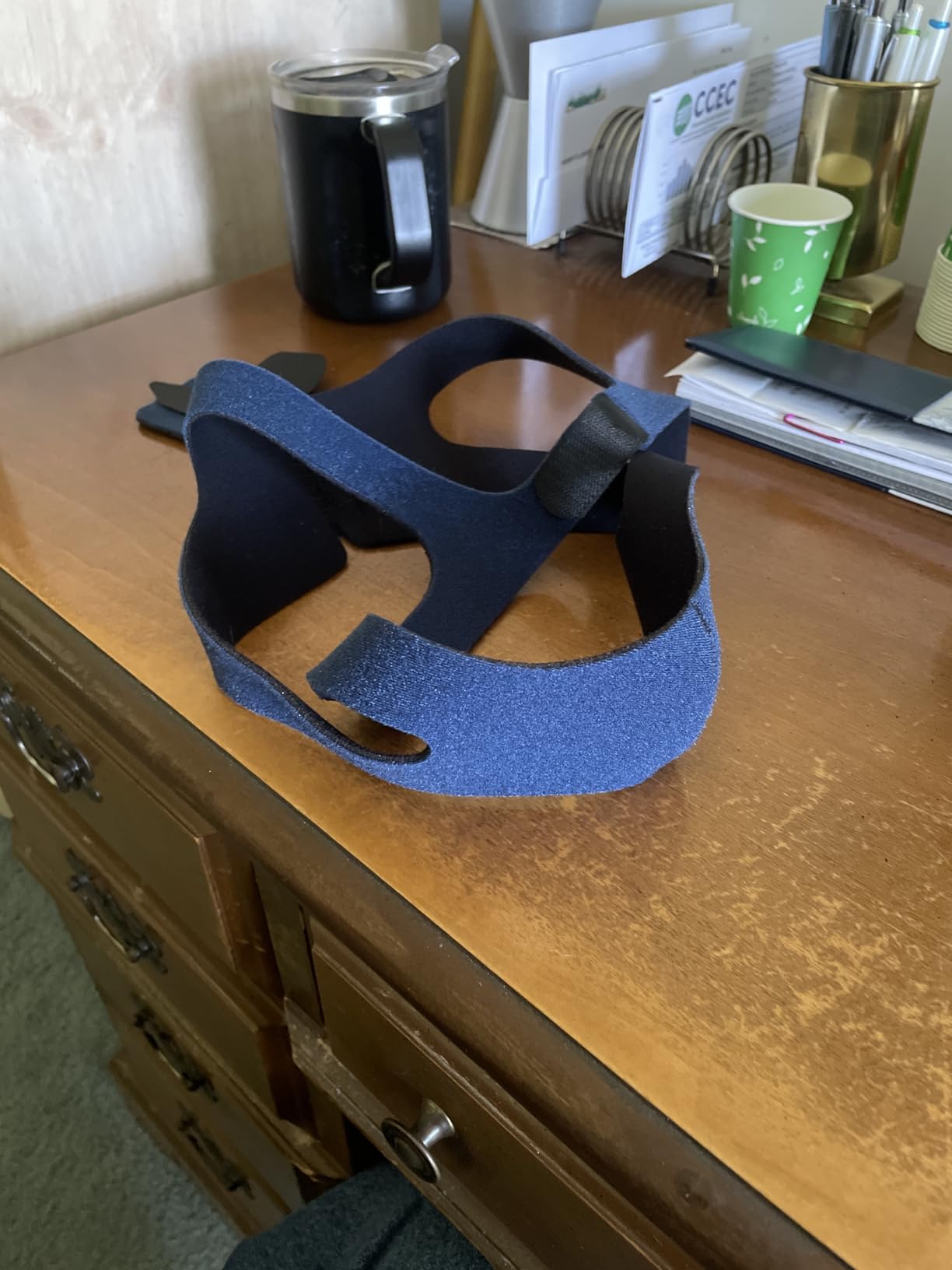 LifeSource Made in USA Anti-Snoring Chin Strap for CPAP Users - Adjustable, Breathable, Latex-Free Sleep Chin Strap for Snoring Relief, Comfortable Universal Fit for Men & Women, Navy customer photo 1