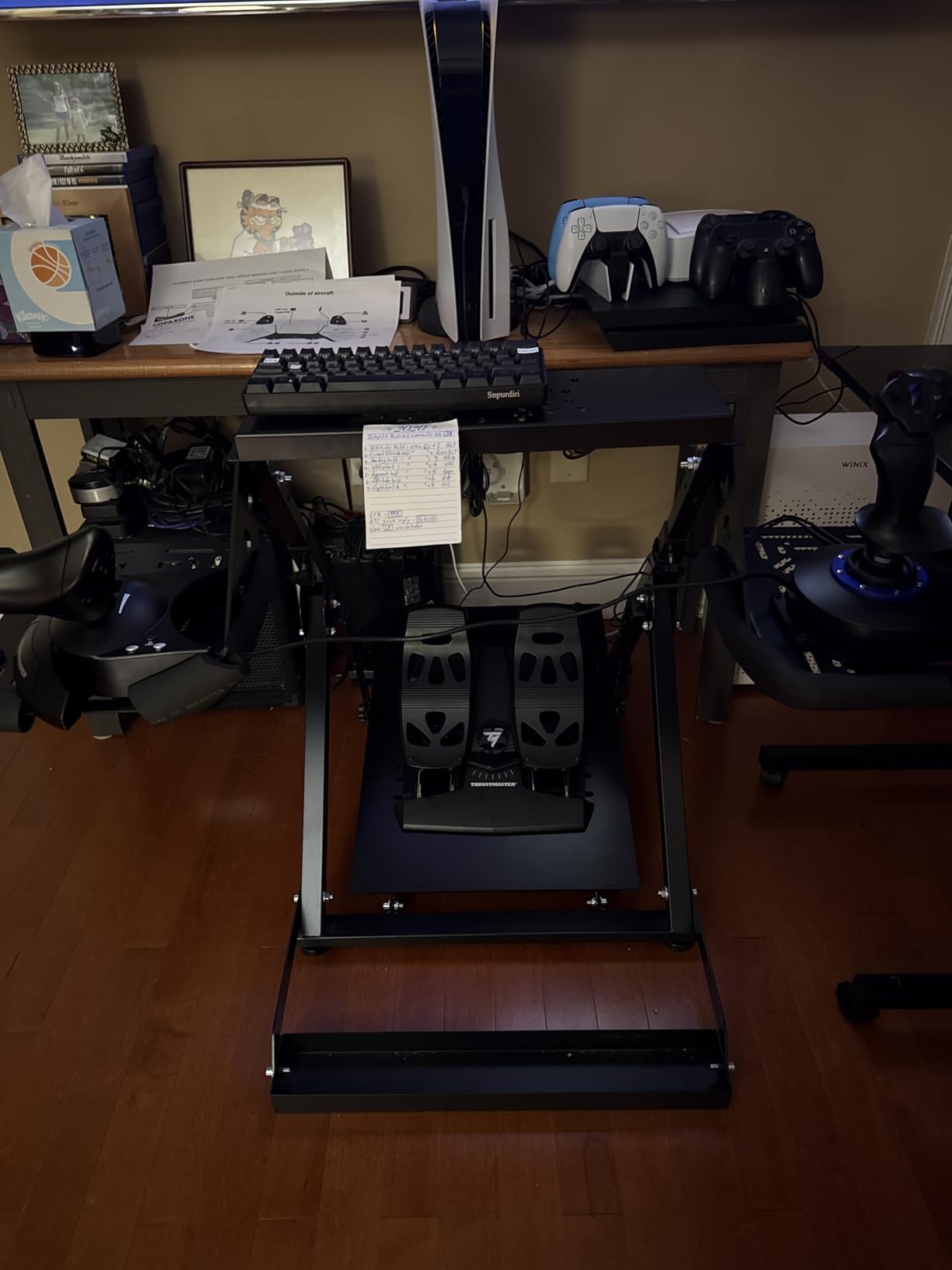Anman Foldable Flight Simulation Cockpit 3.0 with Fixed Slot Fit for Logitech/Thrustmaster/Hotas Warthog/Fanatec, Electronics Adjustable Fight Sim Mount Pedals, Steering Wheel Not Included customer photo 1