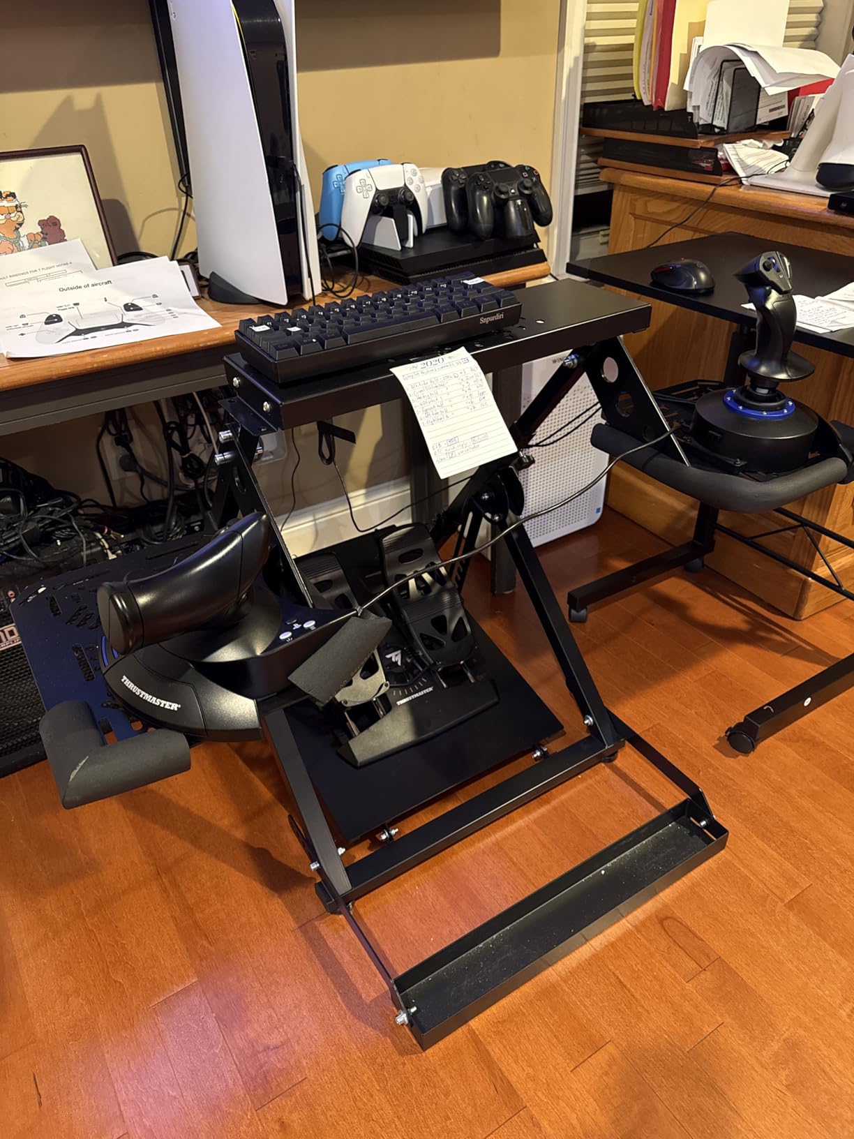 Anman Foldable Flight Simulation Cockpit 3.0 with Fixed Slot Fit for Logitech/Thrustmaster/Hotas Warthog/Fanatec, Electronics Adjustable Fight Sim Mount Pedals, Steering Wheel Not Included customer photo 2