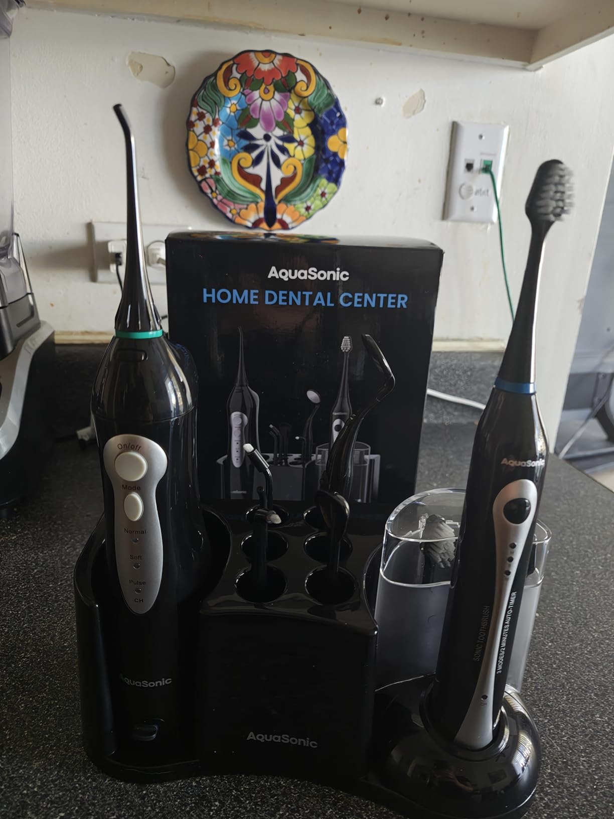 AquaSonic Home Dental Center Rechargeable Power Toothbrush & Smart Water Flosser - Complete Family Oral Care System - 10 Attachments and Tips Included - Various Modes & Timers (Black) customer photo 2