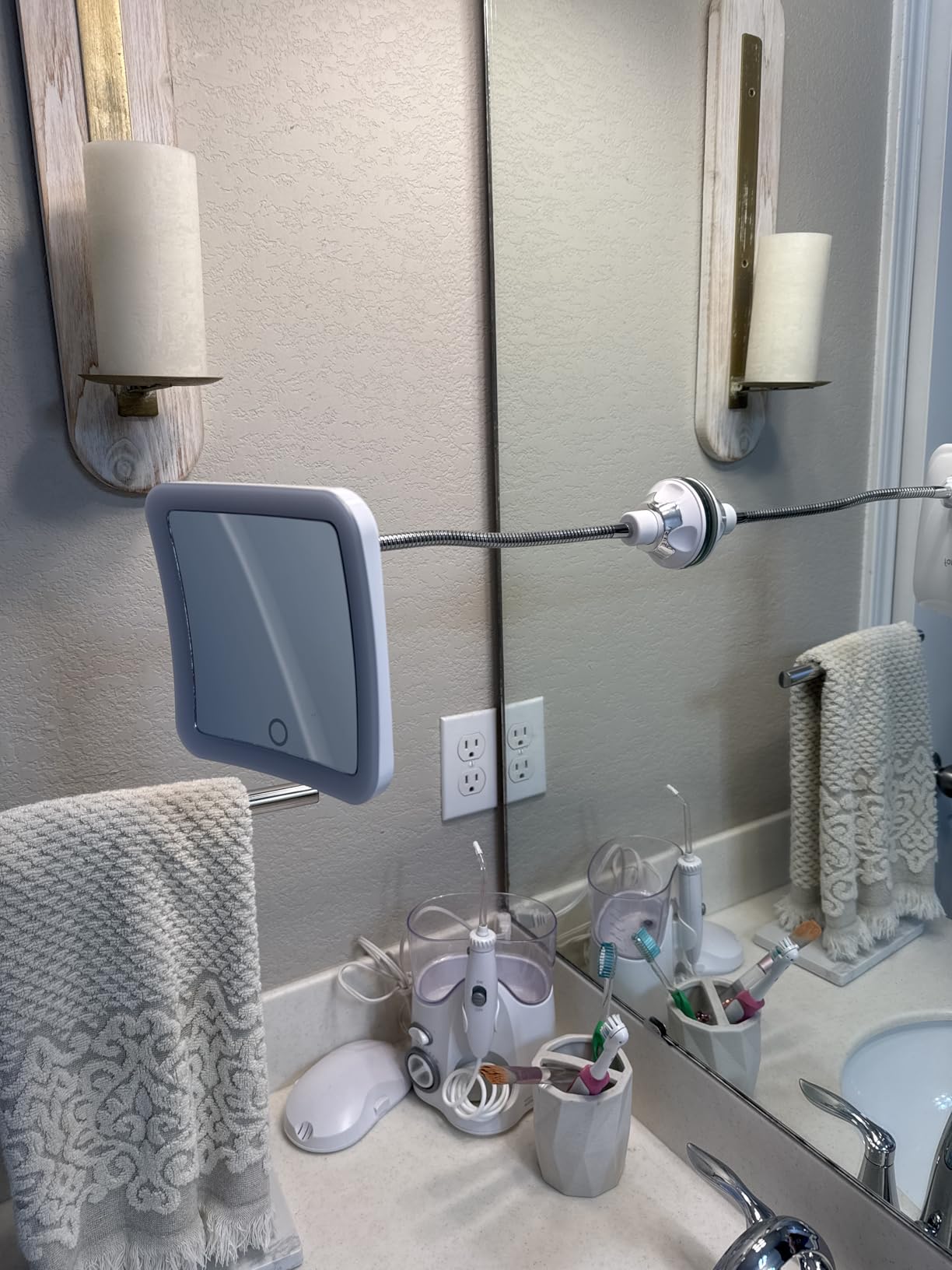 Fancii 10x Flexible Magnifying Mirror with 3 LED Light Settings, Rechargeable - Gooseneck Lighted Makeup Mirror for Bathroom, Locking Suction Mount, Cordless, 360 Rotatable (Mira 2 Plus) customer photo 1