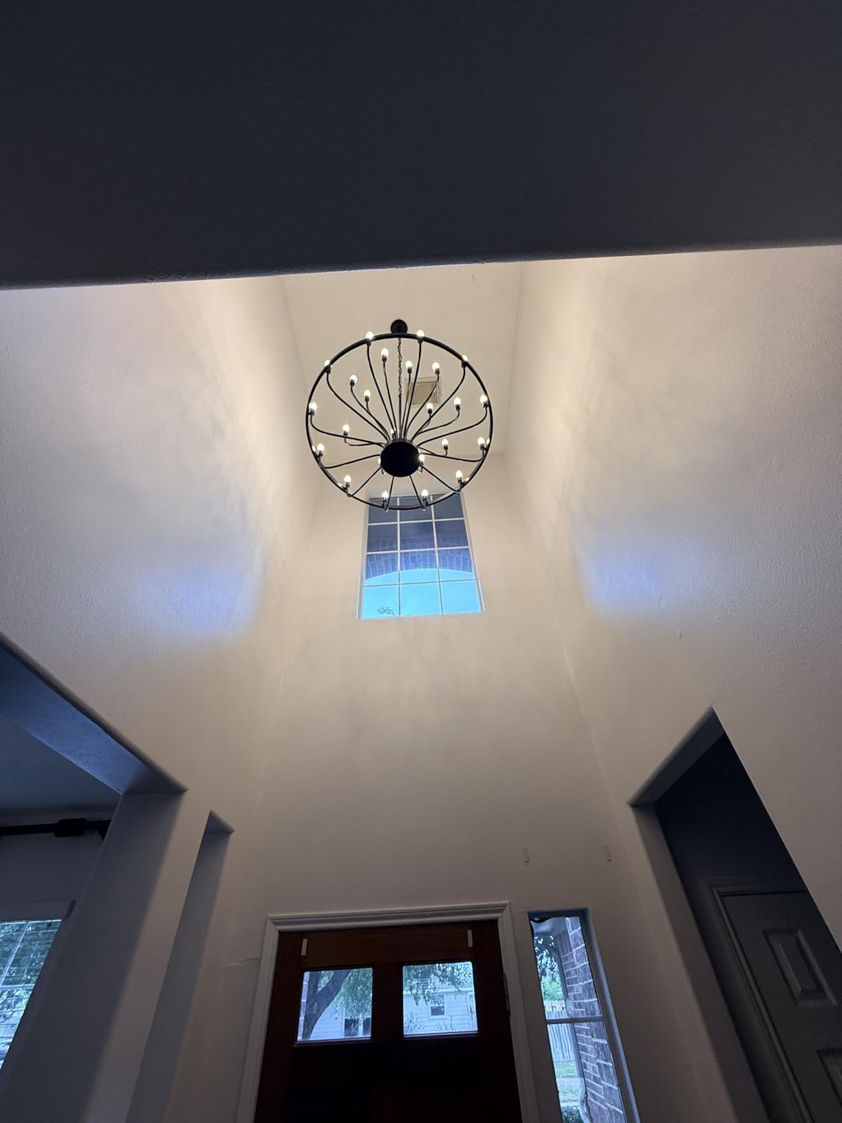 Shandaglo Large Gold Chandelier 24-Light, 39in Wagon Wheel Chandelier for High Ceilings, 3-Tier Foyer Chandelier for Entryway, Dining Room Light Fixture, Living Room Farmhouse Ceiling Light customer photo 2