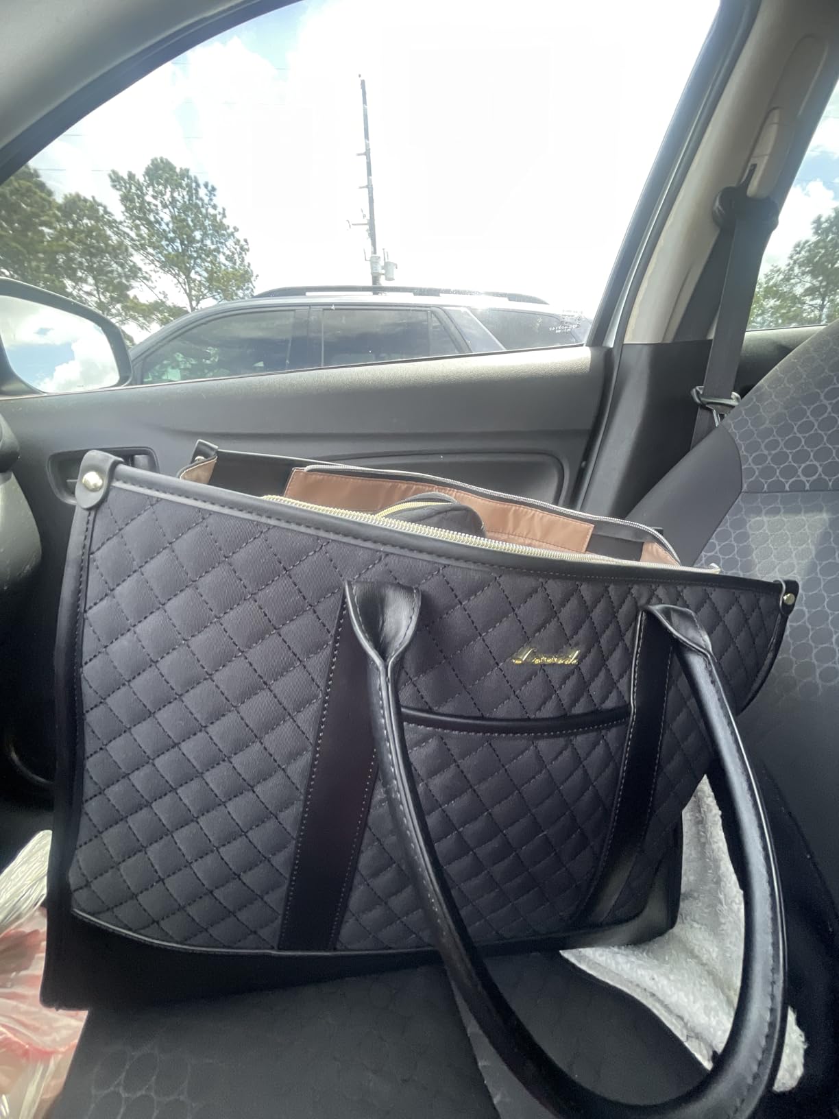 LOVEVOOK Laptop Bags for Women, 15.6 inch Waterproof Work Tote Bag with Clutch, Professional Teacher Computer Purse Quilted Black customer photo 1