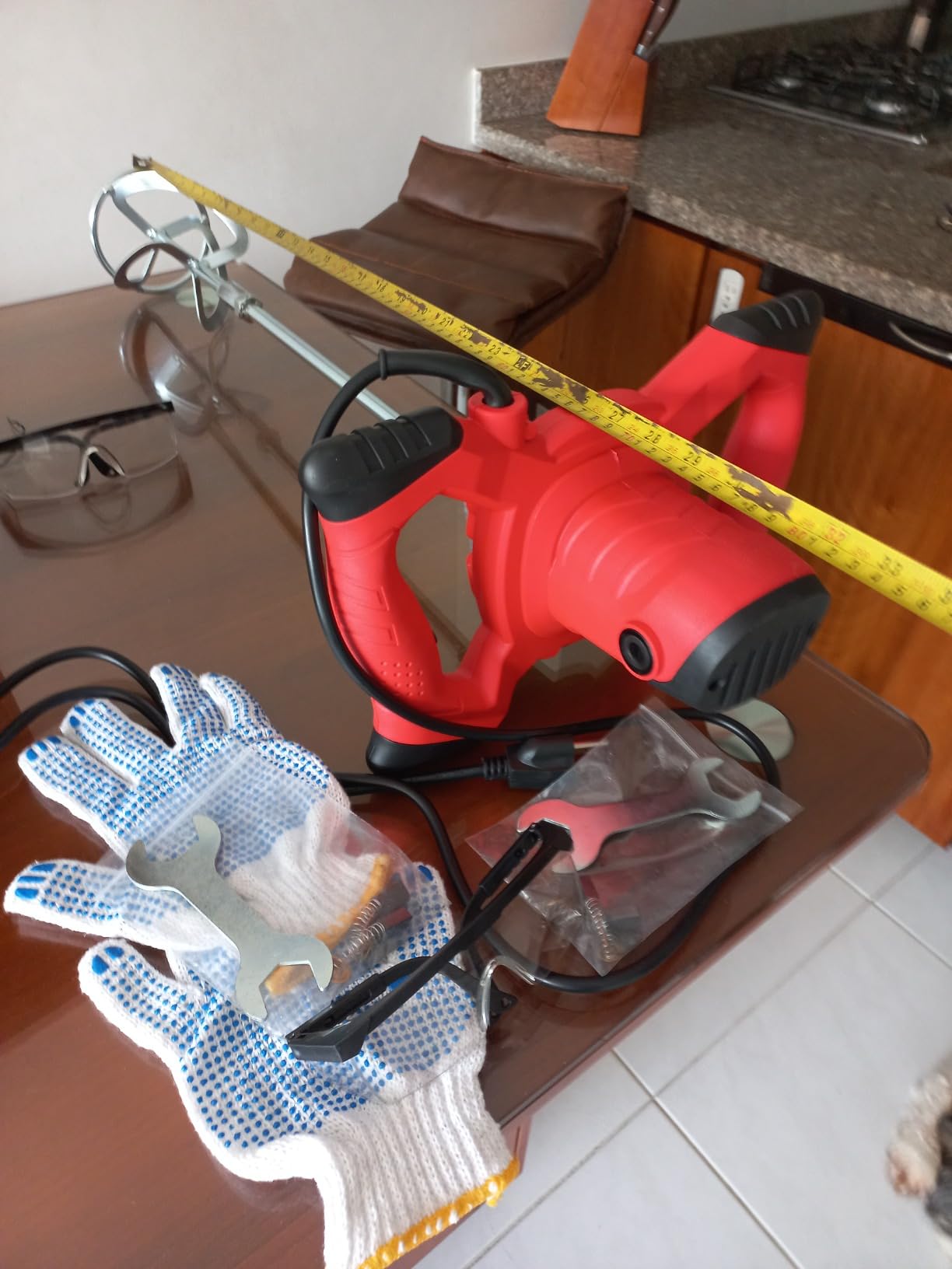 Electric Handheld Cement Mixer, 2pcs Mixing Heads Included, Portable Mortar Mixer with 6 Adjustable Speed, 110V Mud Mixer for Mixing Plaster, Cement, Paint, Fodder customer photo 2