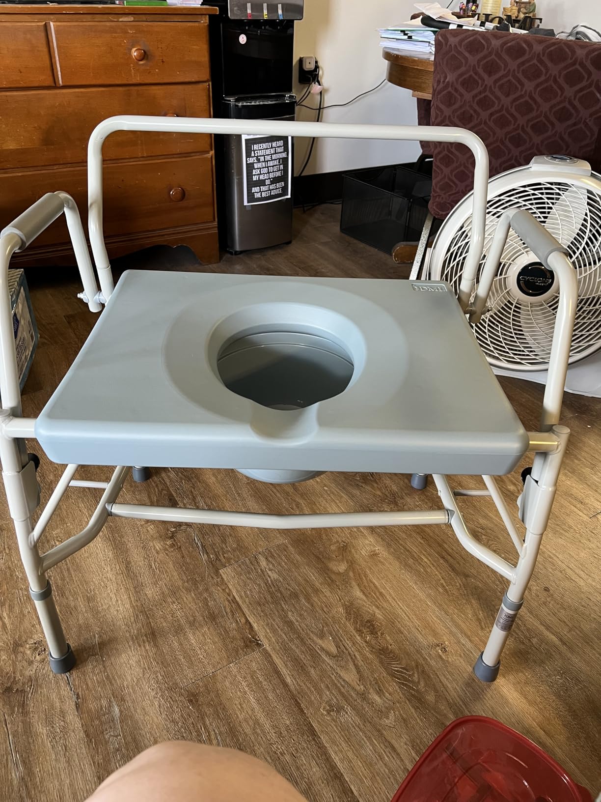 DMI Drop Arm Portable Toilet Commode, Extra-Wide Seat, 500 Pound Weight Capacity customer photo 2