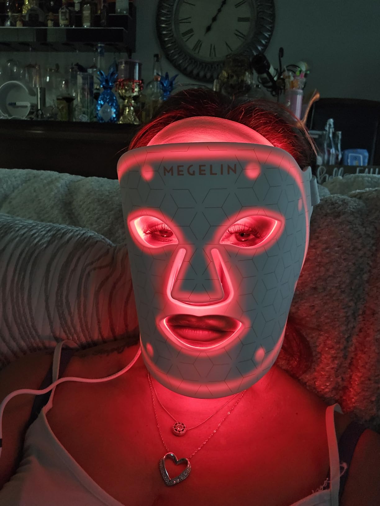 MEGELIN 7 Colors Led Light Therapy Facial Mask, Face Light Therapy Mask for Face, Reduce Wrinkles Smooth Skin, Infrared Light Skin Rejuvenation(White) customer photo 1