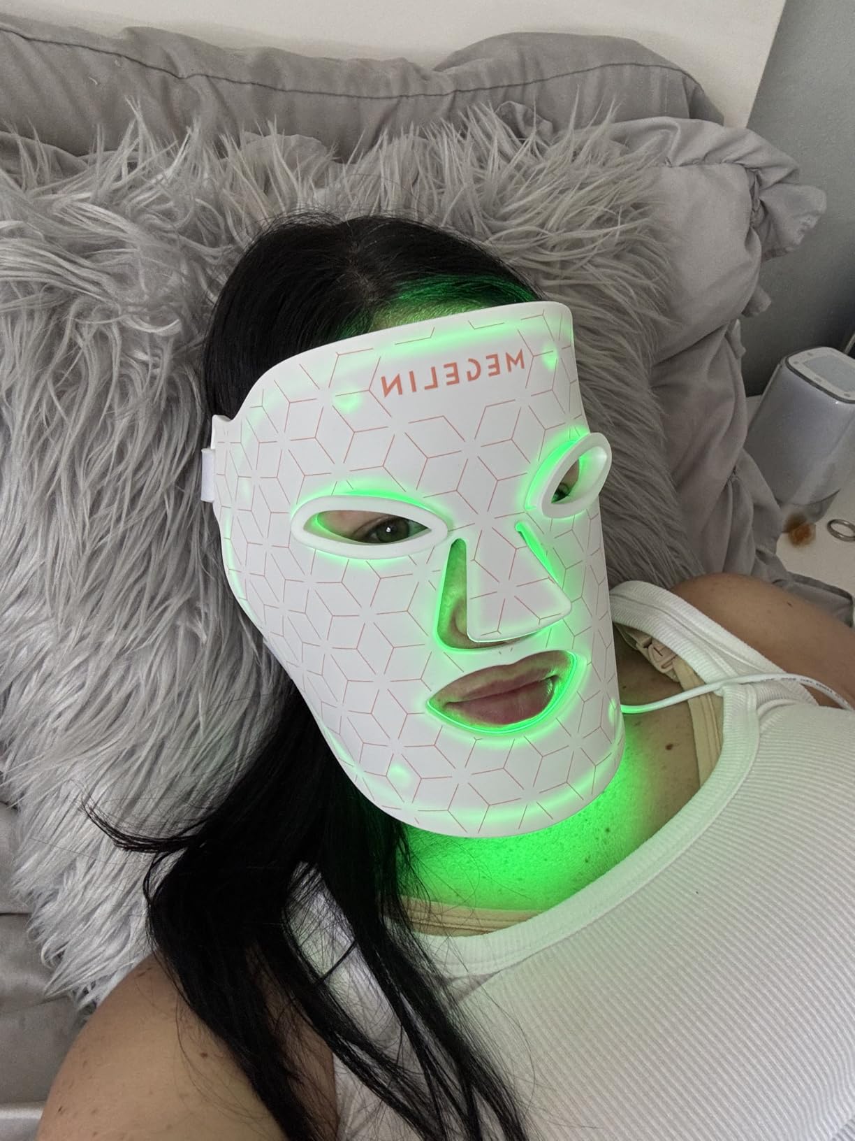MEGELIN 7 Colors Led Light Therapy Facial Mask, Face Light Therapy Mask for Face, Reduce Wrinkles Smooth Skin, Infrared Light Skin Rejuvenation(White) customer photo 2
