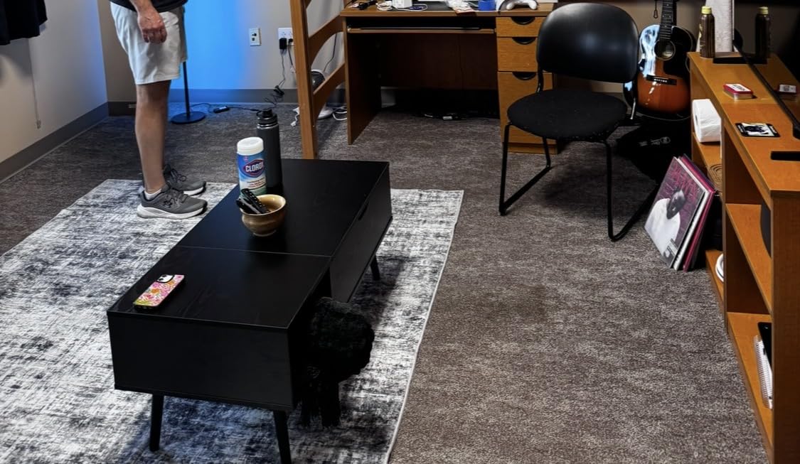 8x10 Area Rugs Washable Rug: Large Modern Abstract Living Room Rug Soft Anti-Skid Thin Carpet Indoor Floor Non-Shedding Carpets for Bedroom Dining Farmhouse Nursery Home Office Black Grey Gold customer photo 2