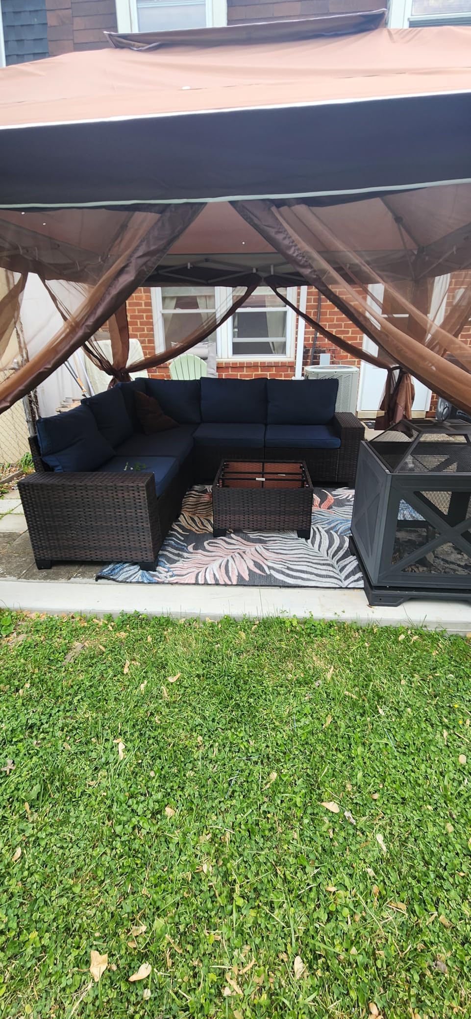 10 Pieces Patio Furniture Set with 2 Swivel Chairs Patio Furniture Outdoor Sectional Sofas with 55000 Gas Fire Pit Patio Conversation Set w/7 Cushions-Gary customer photo 1