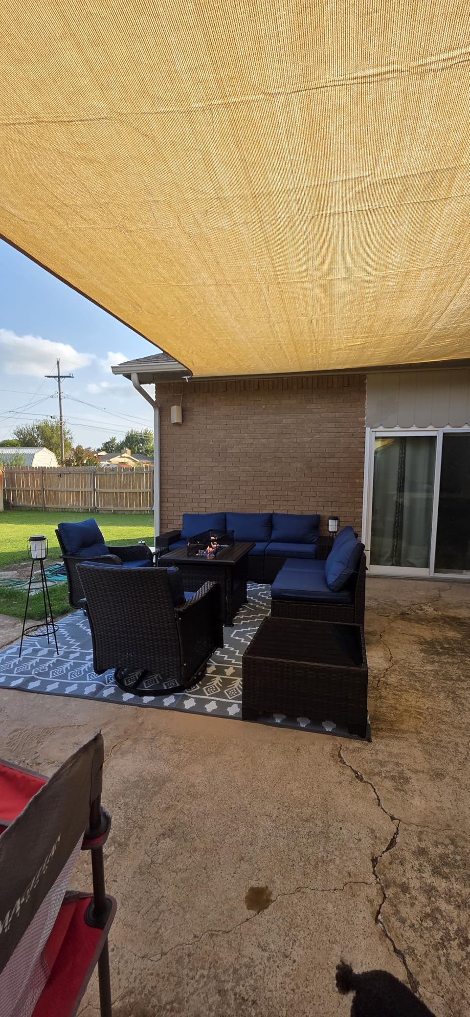 10 Pieces Patio Furniture Set with 2 Swivel Chairs Patio Furniture Outdoor Sectional Sofas with 55000 Gas Fire Pit Patio Conversation Set w/7 Cushions-Gary customer photo 2