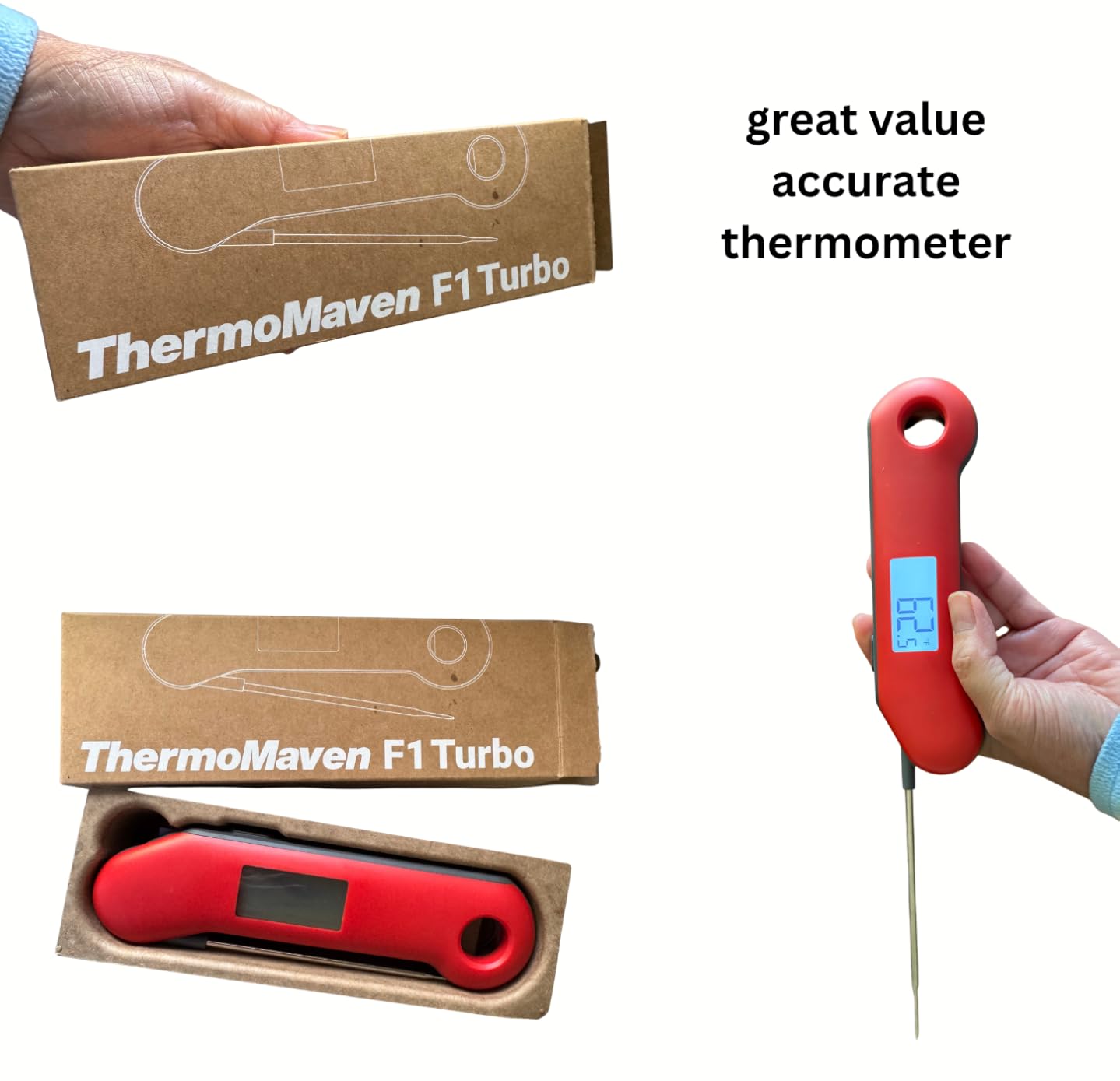 ThermoMaven Professional Meat Thermometer Digital, 3X Faster 0.5 Sec Instant Read, NIST Certified Accuracy ±0.5°F, 100% Waterproof Probe, Auto-Rotate Bright Indicator, for Candy/Grill/BBQ, Red & Gray customer photo 1
