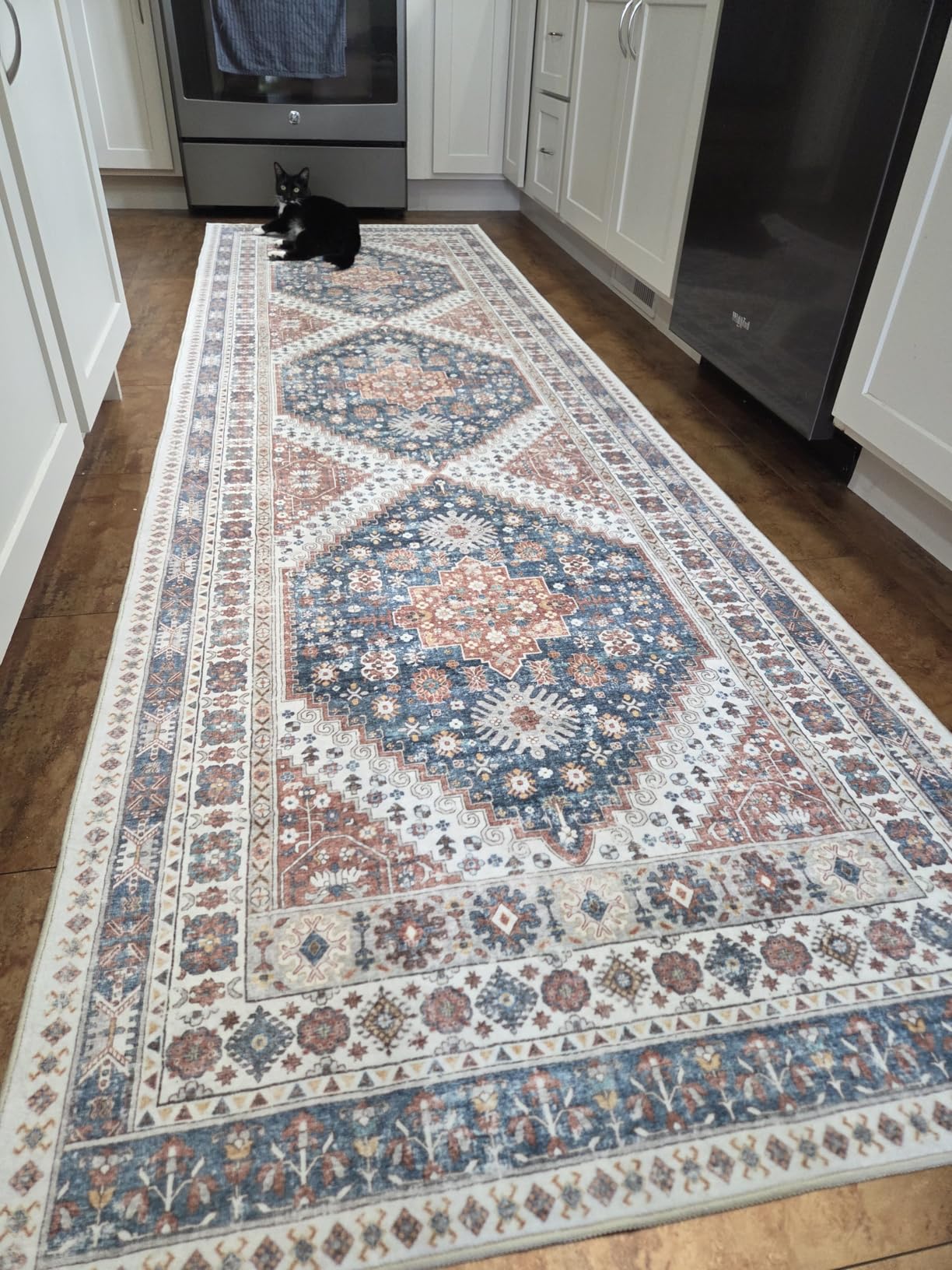 Madane Washable Rug 8x10 Area Rugs for Living Room, Ultra-Thin Non-Slip Backing Rug, Stain Resistant Vintage Large Area Rug for Bedroom (Turmeric/Grey, 8'x10') customer photo 1