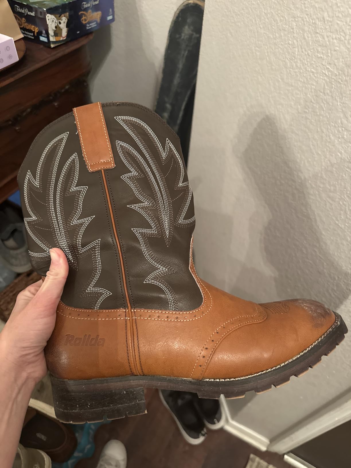 Rollda Cowboy Boots for Men Western Boots Men's Square Toe Chunky Heel Mid-Calf Boots Classic Embroidered Pull On Boots customer photo 2