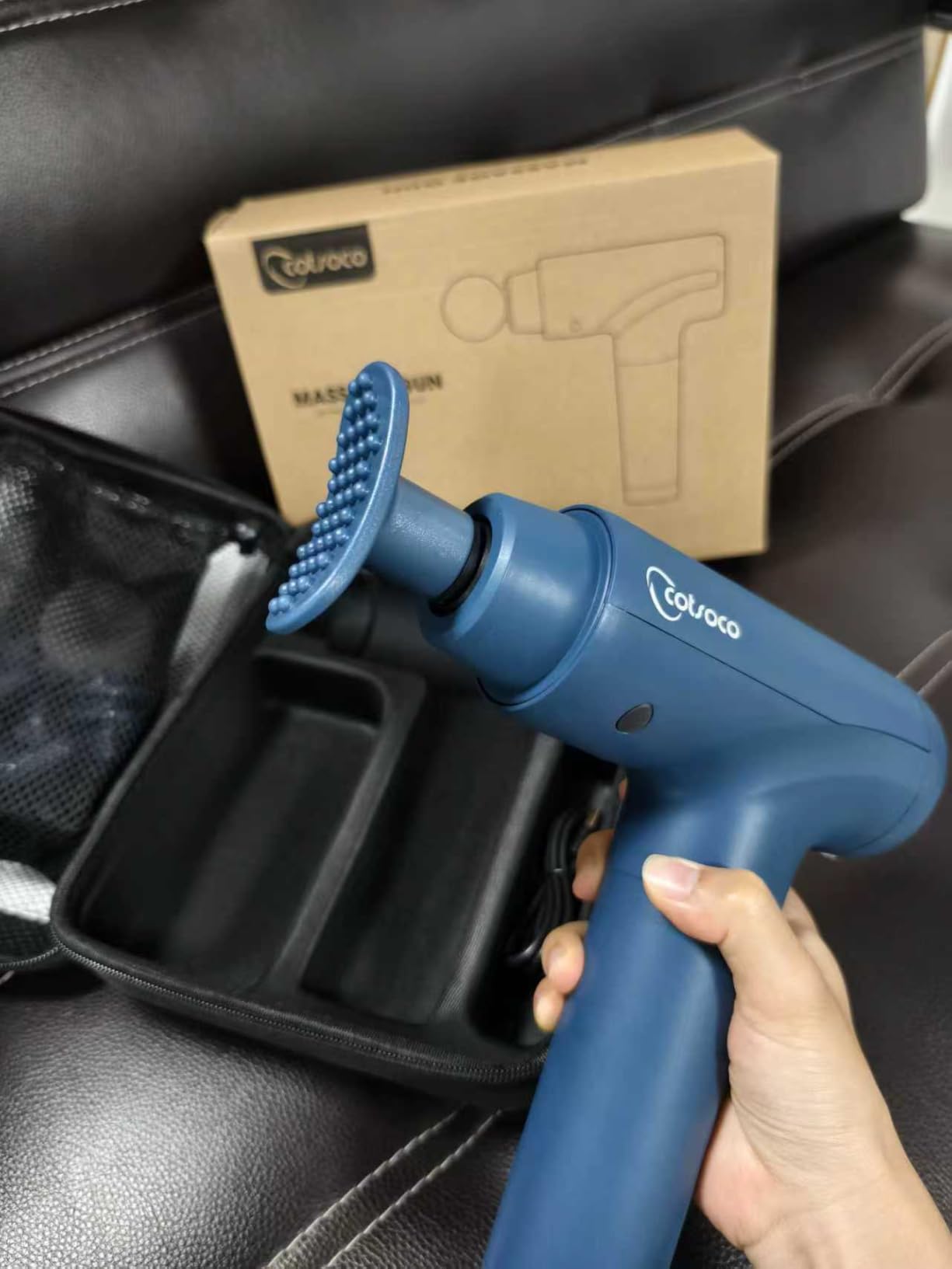 cotsoco Massage Gun Deep Tissue, Muscle Massage Gun with 9 Attachment Heads 20 Speeds & Silent Brushless Motor for Pain Relief customer photo 1