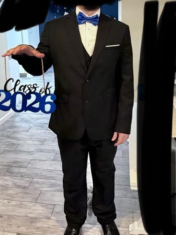 Mens Two Button 3-Piece Suits Slim Fit Tuxedo Set with Blazer Jacket Vest & Pants for Wedding Prom Business customer photo 1