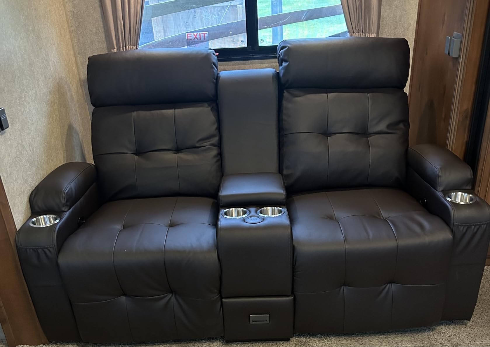 Reclining Loveseat, Massage Loveseat Recliner Sofa Heavy Weight Capacity, RV Love Seat Chair Clearance with Console, USB, Type C Port, Storage, Cup Holders, Wall Hugger Couch for Living Room customer photo 1