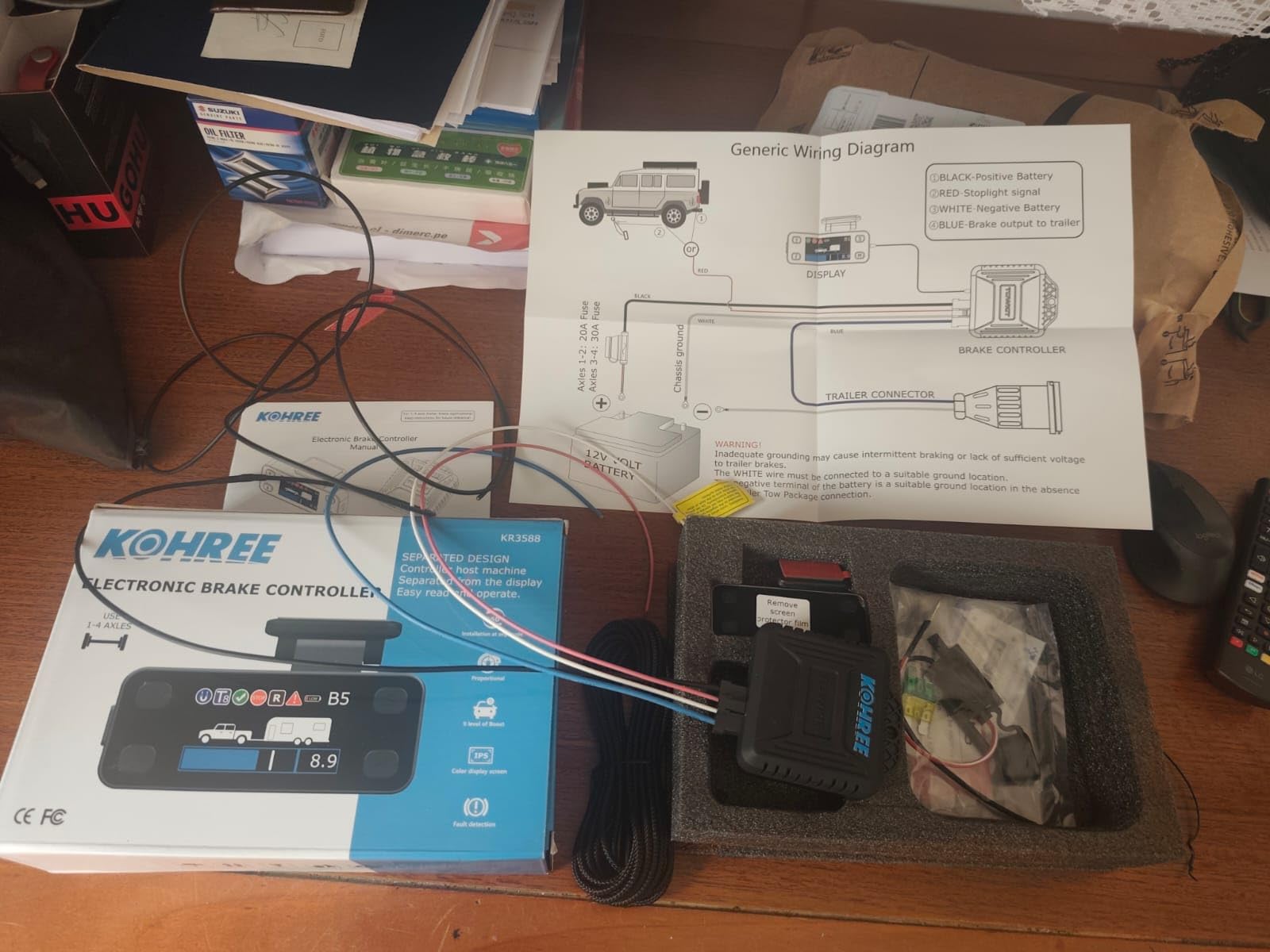 Kohree Upgraded Trailer Brake Controller Kit, Split Design, LCD Screen, Smart Chip, Proportional Braking, Electric Brake Controller for Trailers with 1-4 Axles customer photo 1