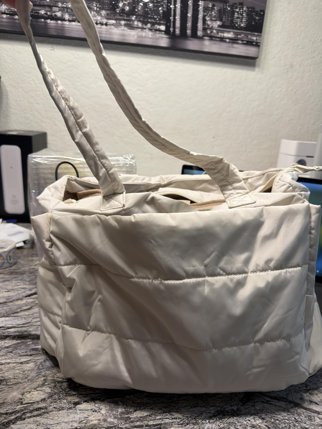 BAGSMART Tote Bag for Women, Lightweight Puffy Tote Bag with Compartments Shoulder Bag Handbag for Travel, Work, Gym customer photo 2
