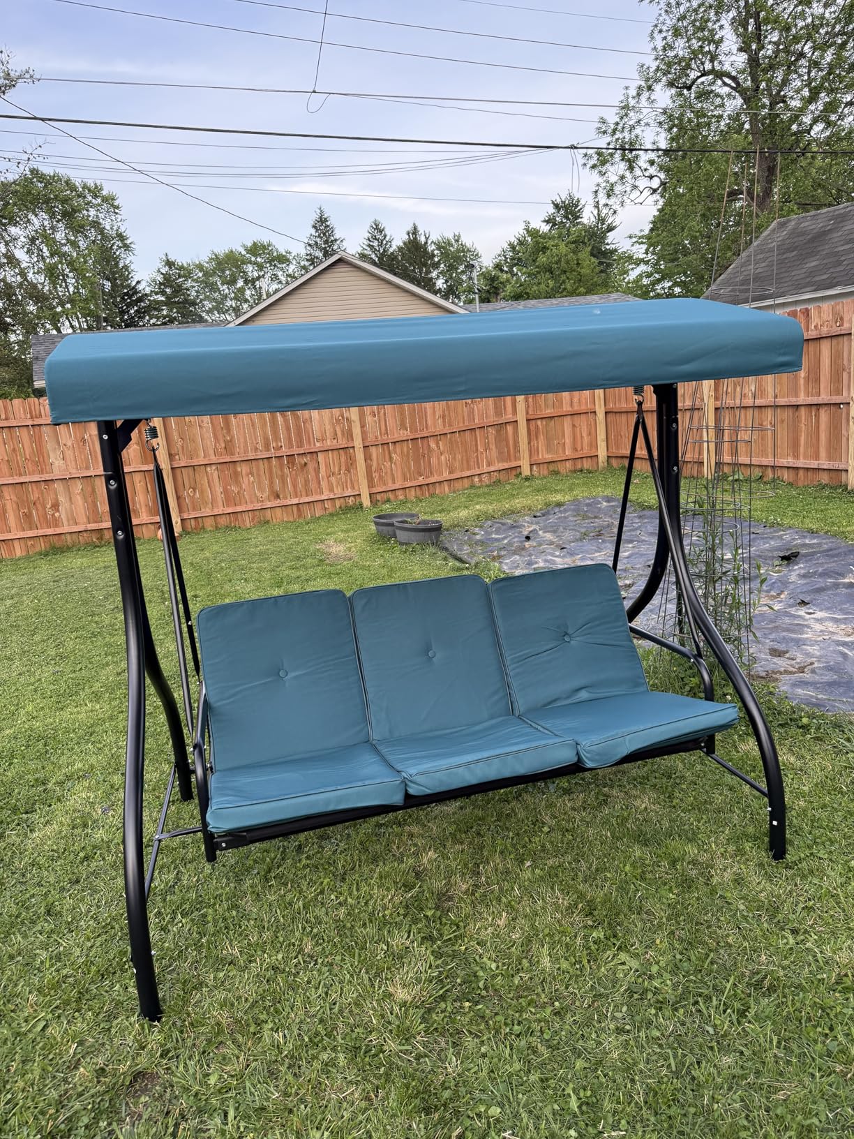 Best Choice Products 3-Seat Outdoor Large Converting Canopy Swing Glider, Patio Hammock Lounge Chair for Porch, Backyard w/Flatbed, Adjustable Shade, Removable Cushions - Midnight Green customer photo 1
