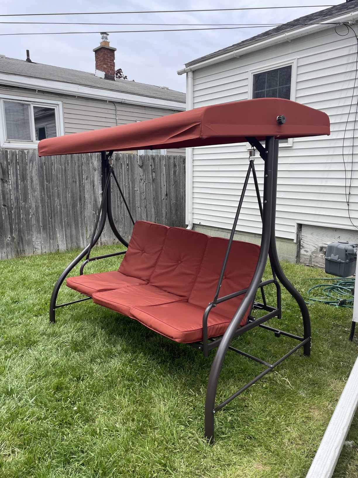 Best Choice Products 3-Seat Outdoor Large Converting Canopy Swing Glider, Patio Hammock Lounge Chair for Porch, Backyard w/Flatbed, Adjustable Shade, Removable Cushions - Midnight Green customer photo 2