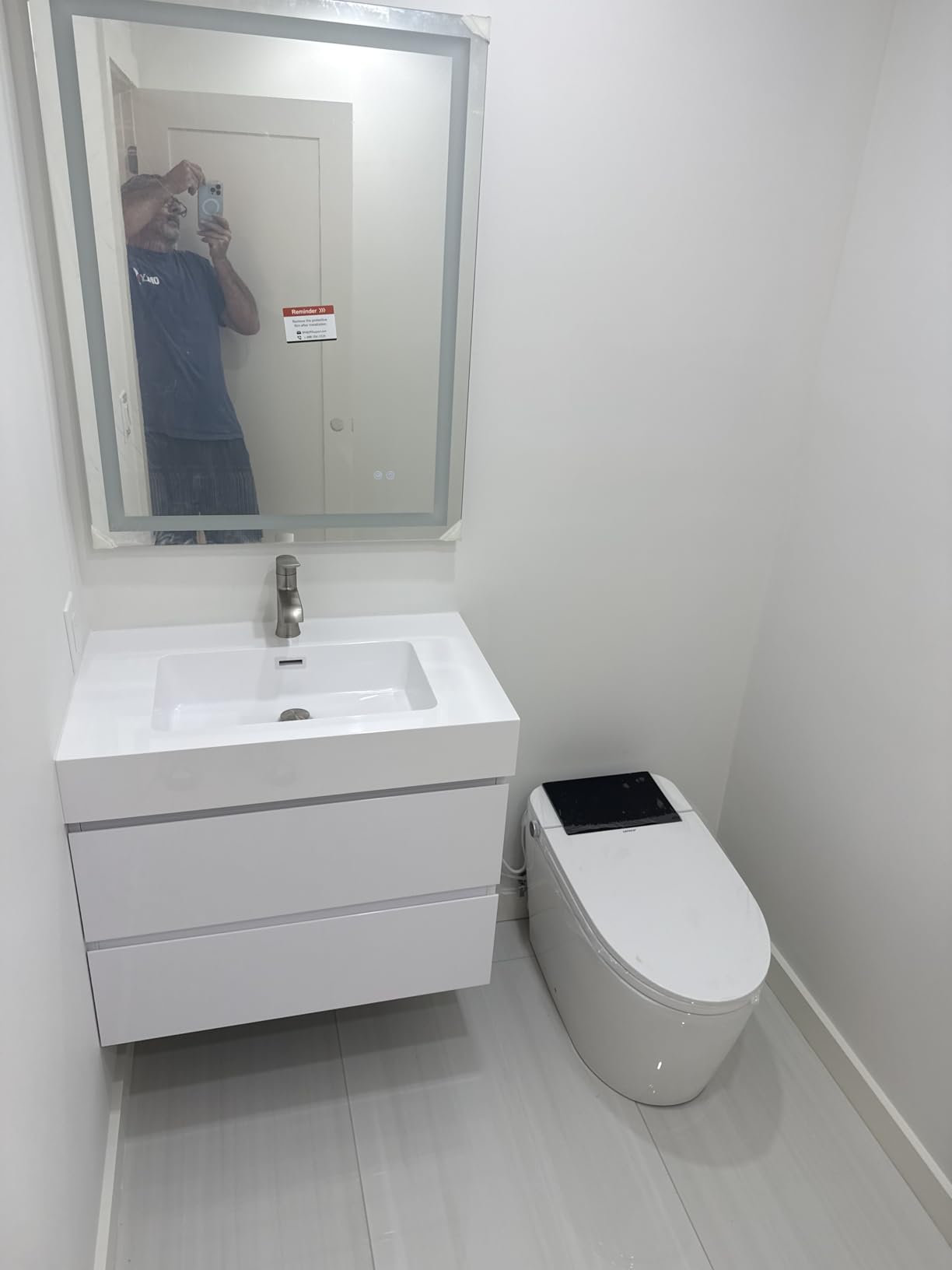 Keonjinn 24 x 30 Inch Bathroom Mirror with Lights, LED Vanity Mirror with Frontlit & Backlit, Stepless Dimmable 3-Color Temperature, Lighted Mirror with Anti-Fog, Tempered Glass(Horizontal/Vertical) customer photo 2