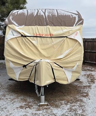 Umbrauto Travel Trailer RV Cover 24' ~ 27' - Upgraded 7-Layer Top Camper Cover, Waterproof & Windproof Heavy Duty Toy Hauler RV Cover for Winter Snow with Tongue Jack Cover, Gutter Covers customer photo 1
