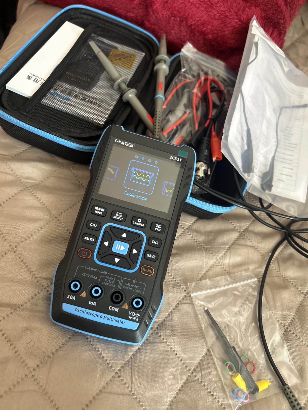 FNIRSI 2C53T Upgraded Handheld Oscilloscope, 50MHz Bandwidth, 3IN1 Digital Oscilloscope Multimeter DDS Generator, 250MS/s Sampling Rate, 19999 Counts, Voltage, Current, Capacitor, Resistor, Diode Test customer photo 1