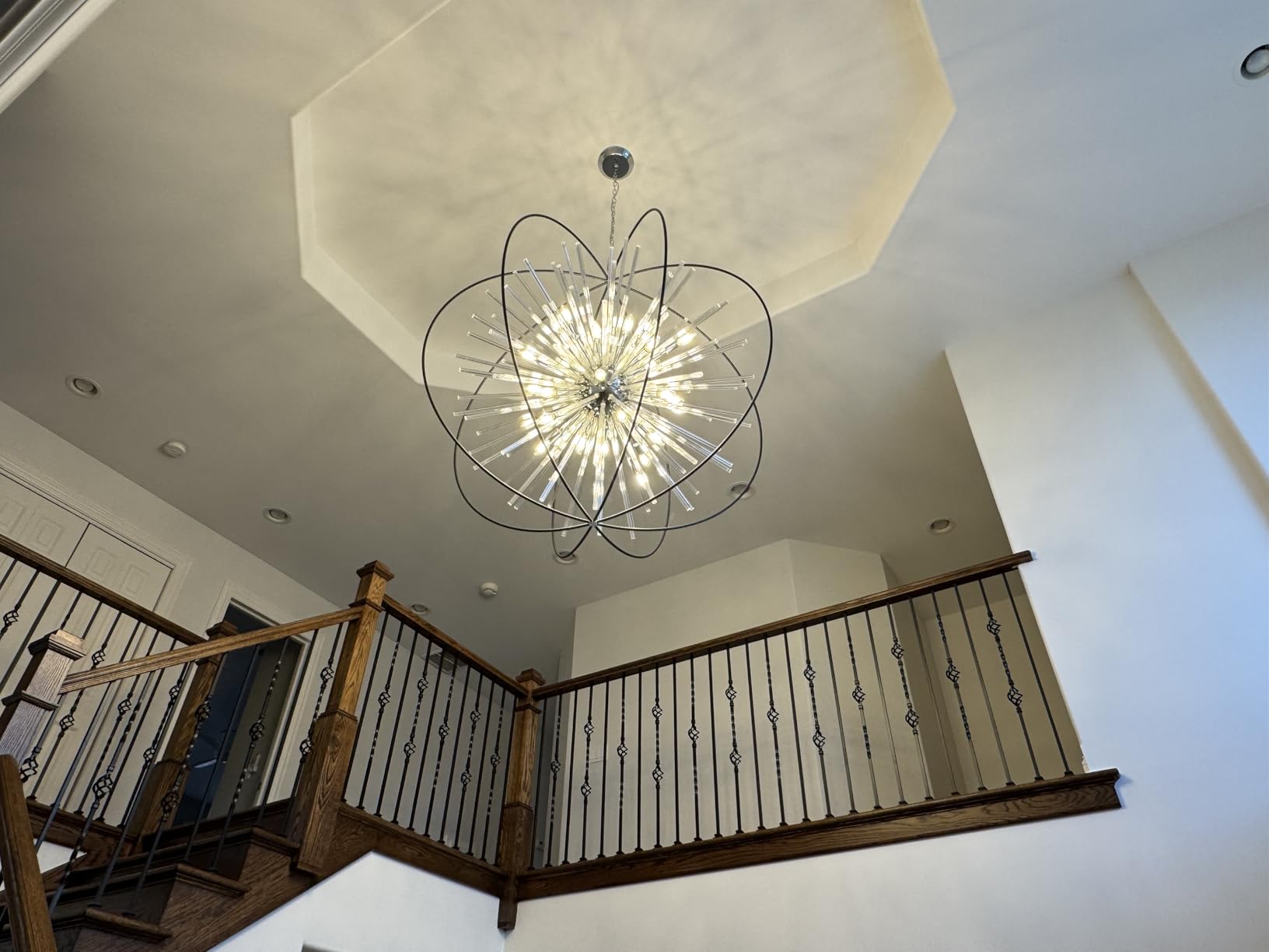 Vezzio Black Sputnik Chandelier 10-Light Modern Globe Crystal Chandeliers Adjustable Hanging Ceiling Firework Pendant Light Fixture for Entryway Foyer Stairway Bedroom Dining Living Room Hallway D22 customer photo 1