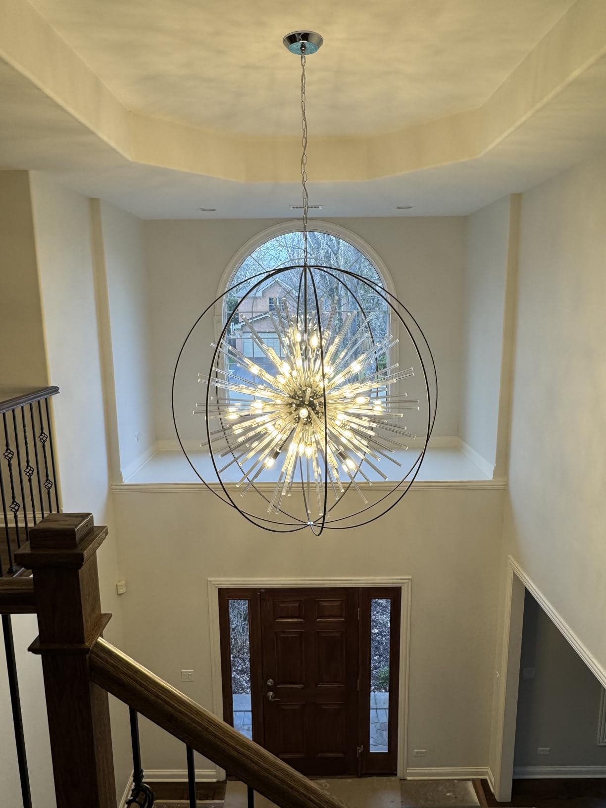 Vezzio Black Sputnik Chandelier 10-Light Modern Globe Crystal Chandeliers Adjustable Hanging Ceiling Firework Pendant Light Fixture for Entryway Foyer Stairway Bedroom Dining Living Room Hallway D22 customer photo 2
