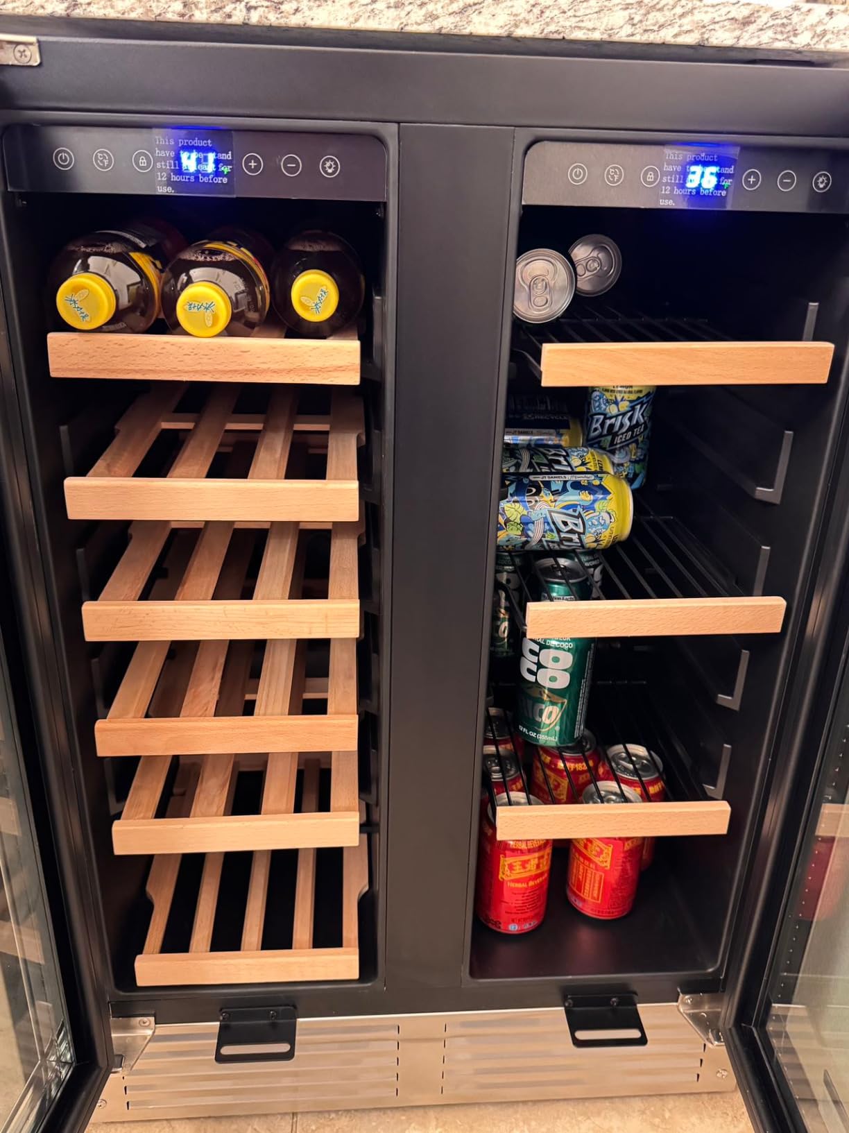 BODEGA 24 Inch Wine and Beverage Refrigerator, Dual Zone Wine and Bar Beverage Cooler, Commercial Black Bar Cooler With 2 Glass Doors, Bar Fridge Hold 19 Bottles and 57 Cans, Built-In or Freestanding. customer photo 2