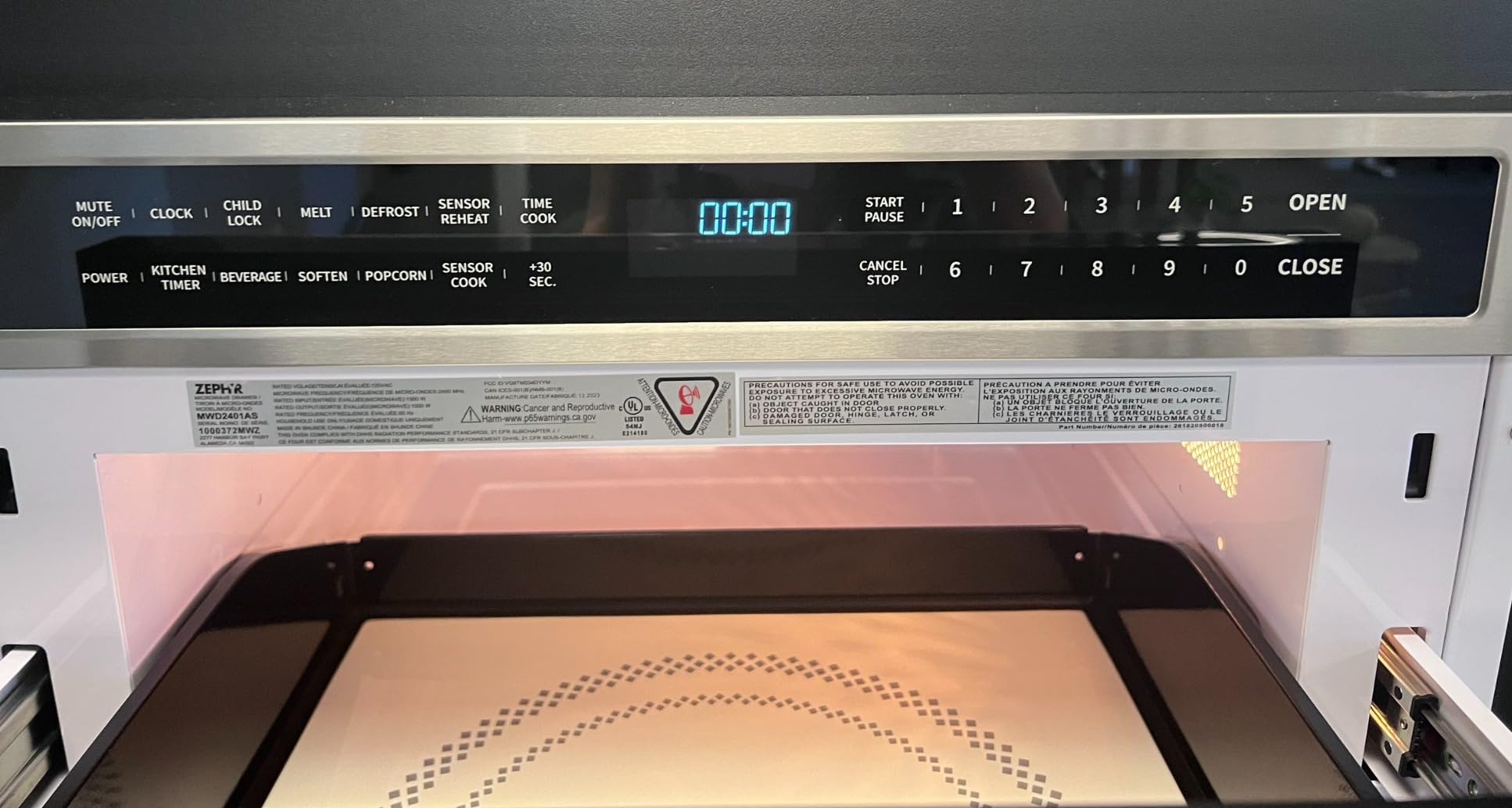 Zephyr 30 inch Built In Drawer Microwave Oven Under Cabinet - Integrated, Wall Mount, Under Counter Pull Out Microwave Drawer 1.2 cu ft, Preset Cooking Options, Easy Clean Coating, 1000W customer photo 1